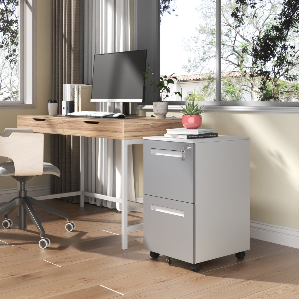 2-Drawer Mobile File Cabinet with Lock
