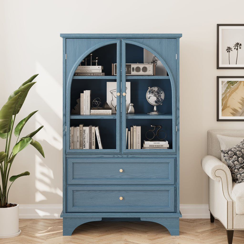 52.17"H Glass Door Display Case Storage Cabinet