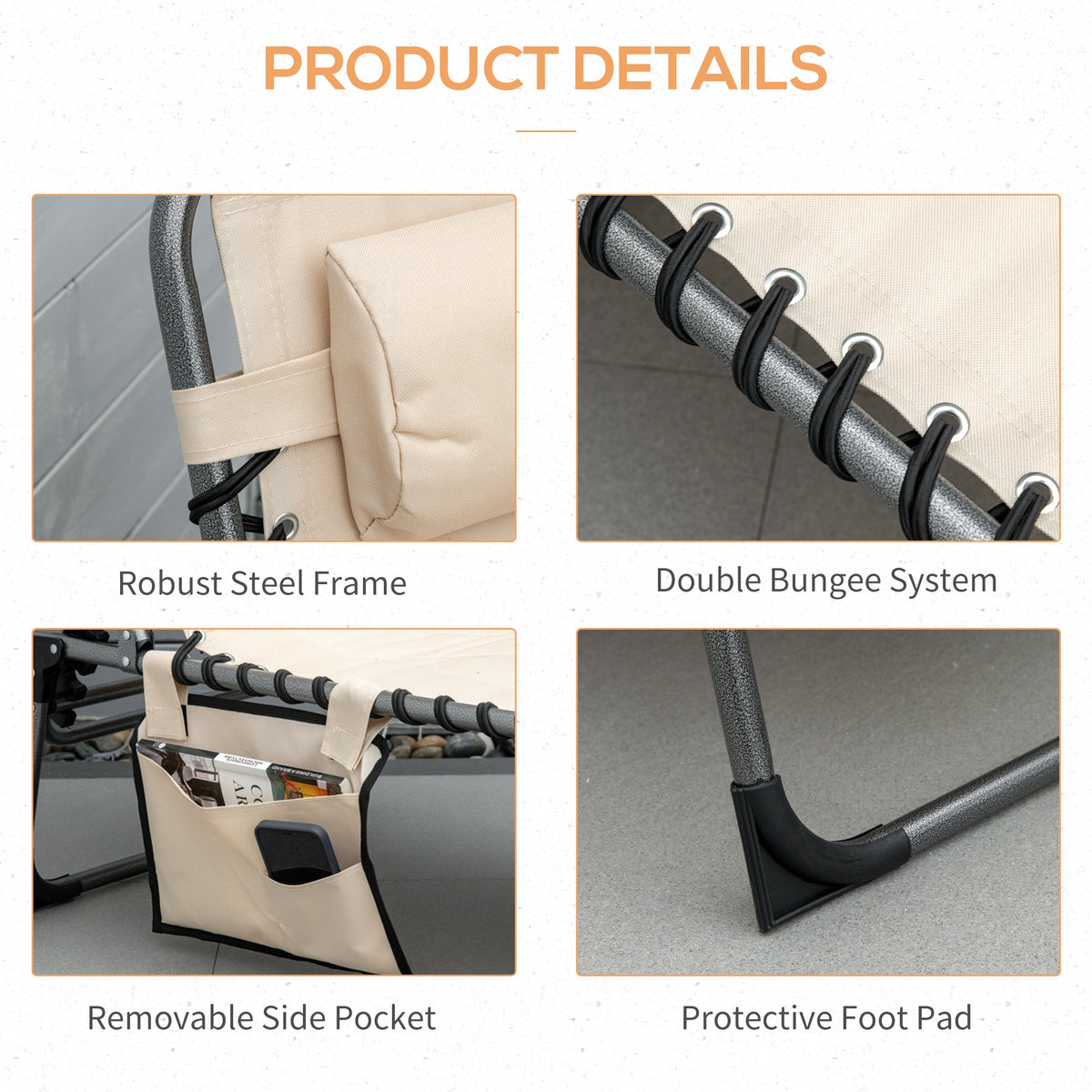 Outsunny Padded Folding Chaise Lounge Chair