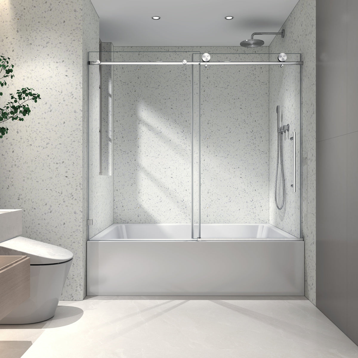 Brushed Nickel Frameless Shower Door