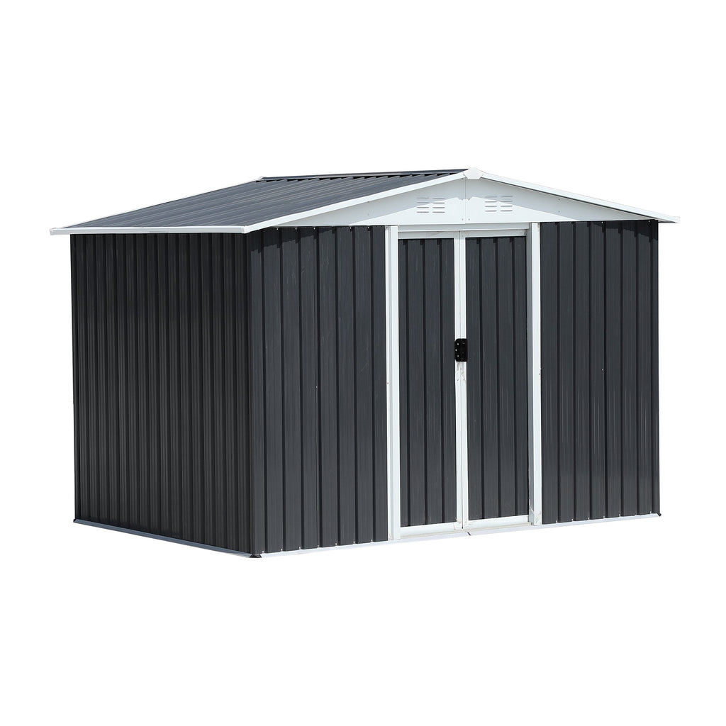 8x6 Feet Apex Roof Dark Metal Garden Storage Shed