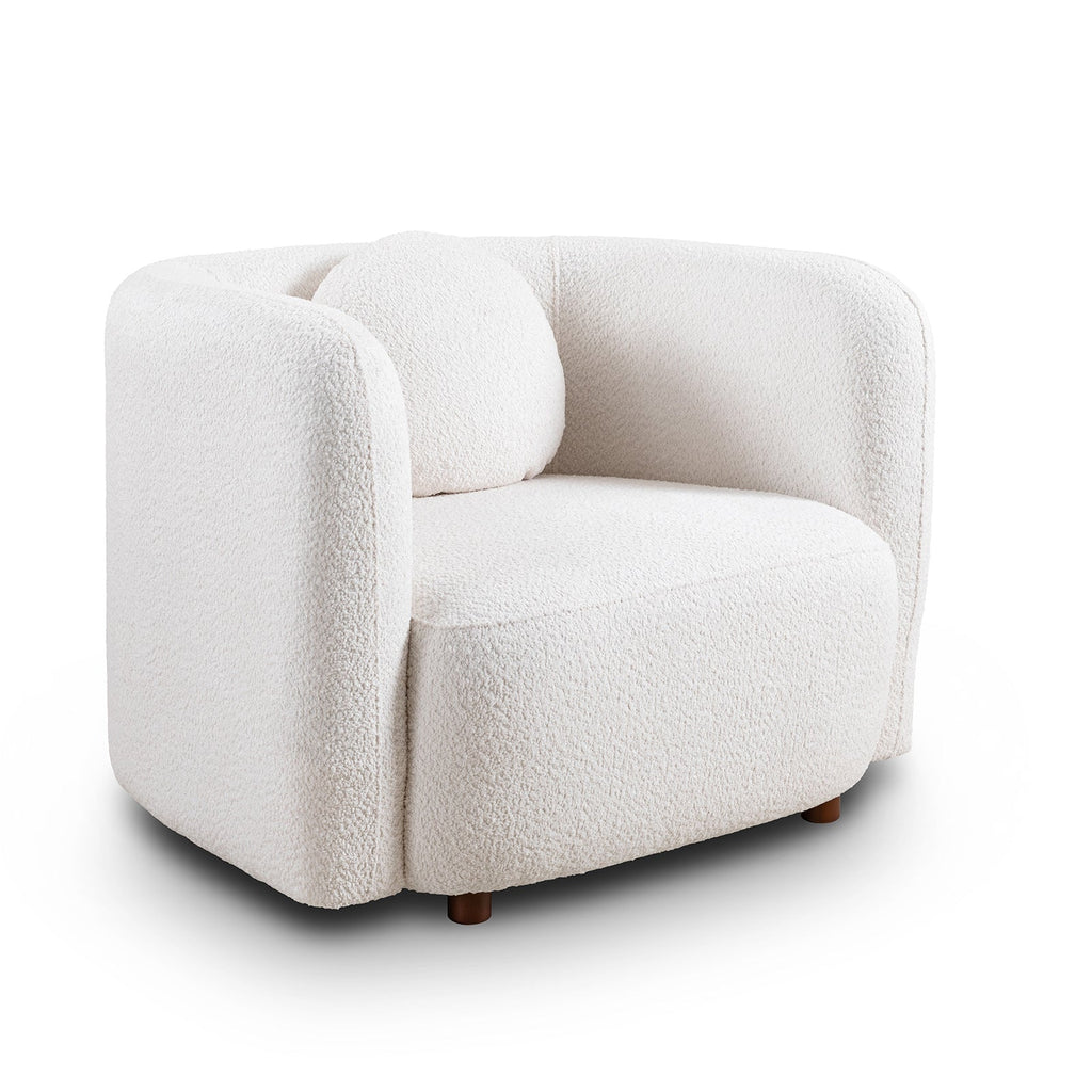 Accent Square Sofa Chair - Boucle Fabric Upholstered