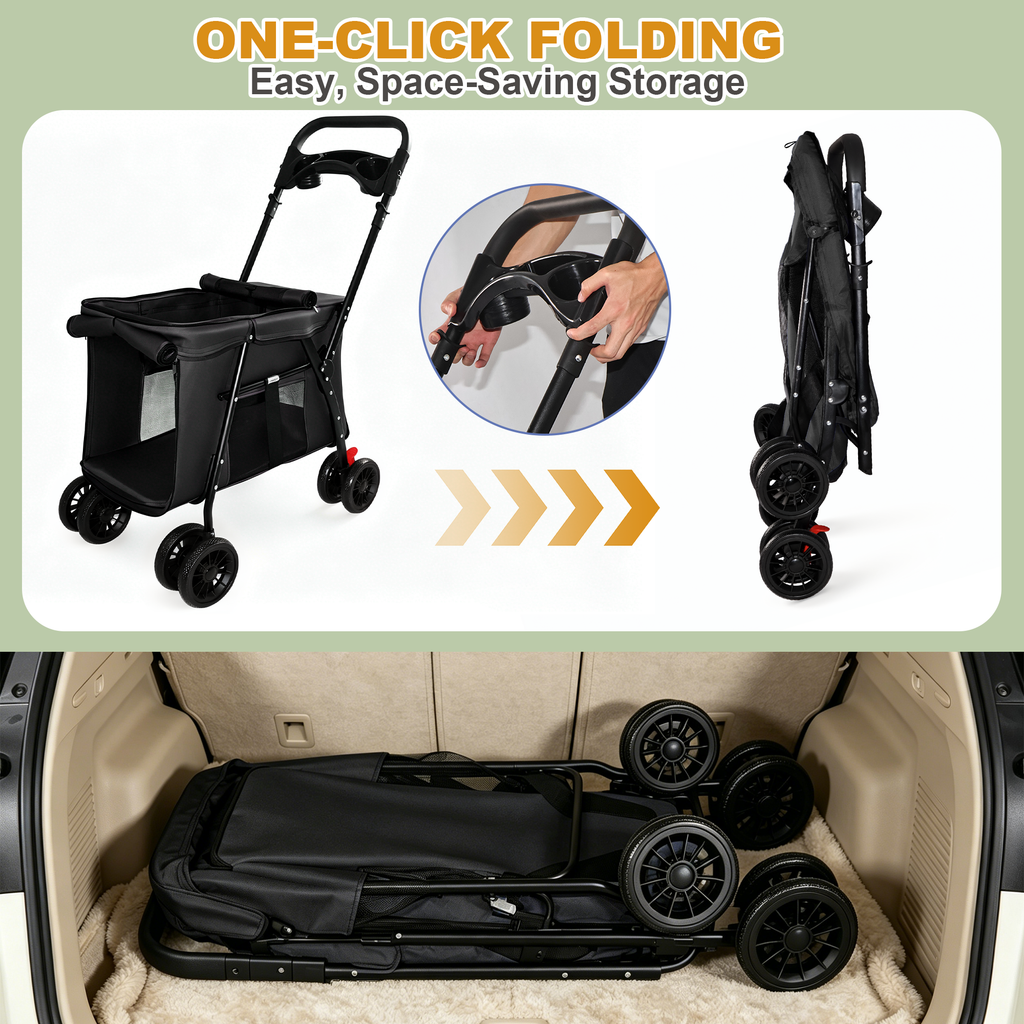 Leavader Foldable Pet Stroller with Safety Features