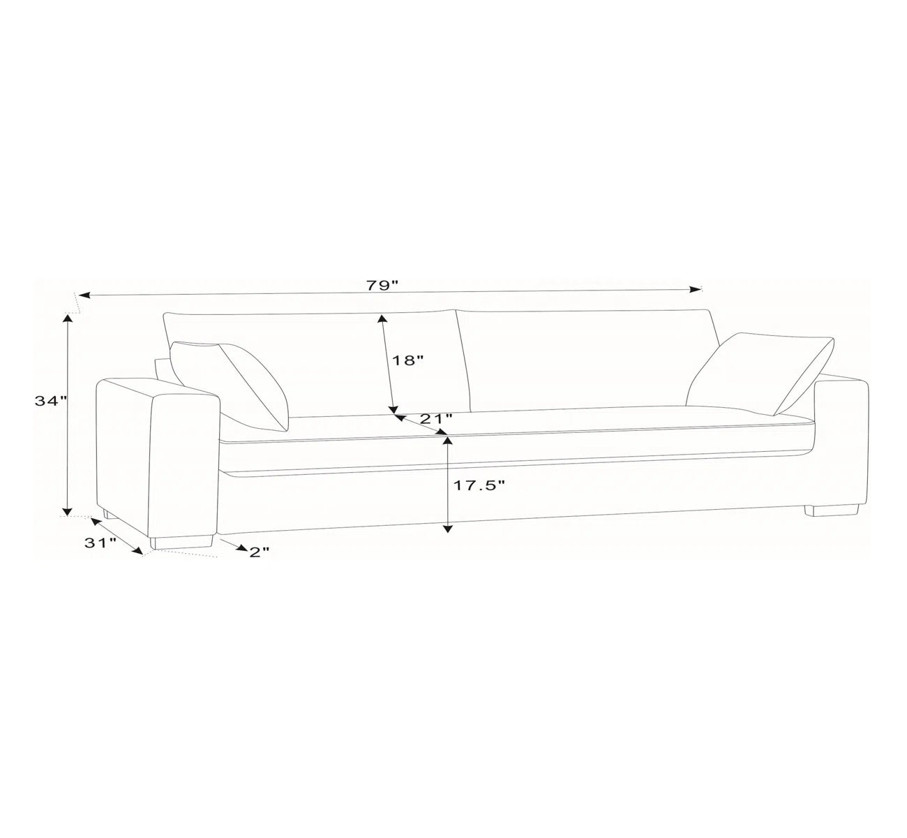 Upholstered Sofa with Toss Pillows