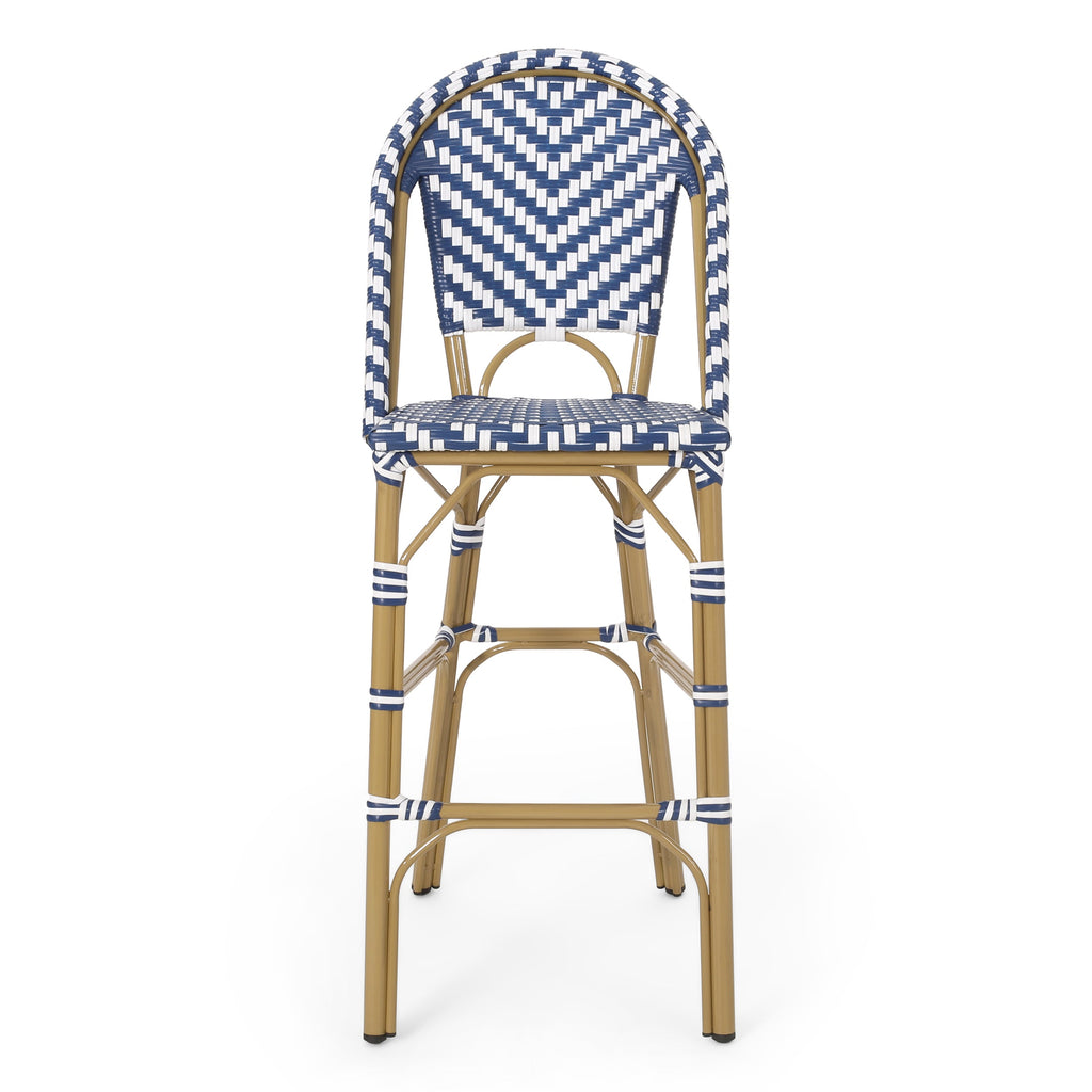 29.5" Outdoor PE Rattan French Barstool