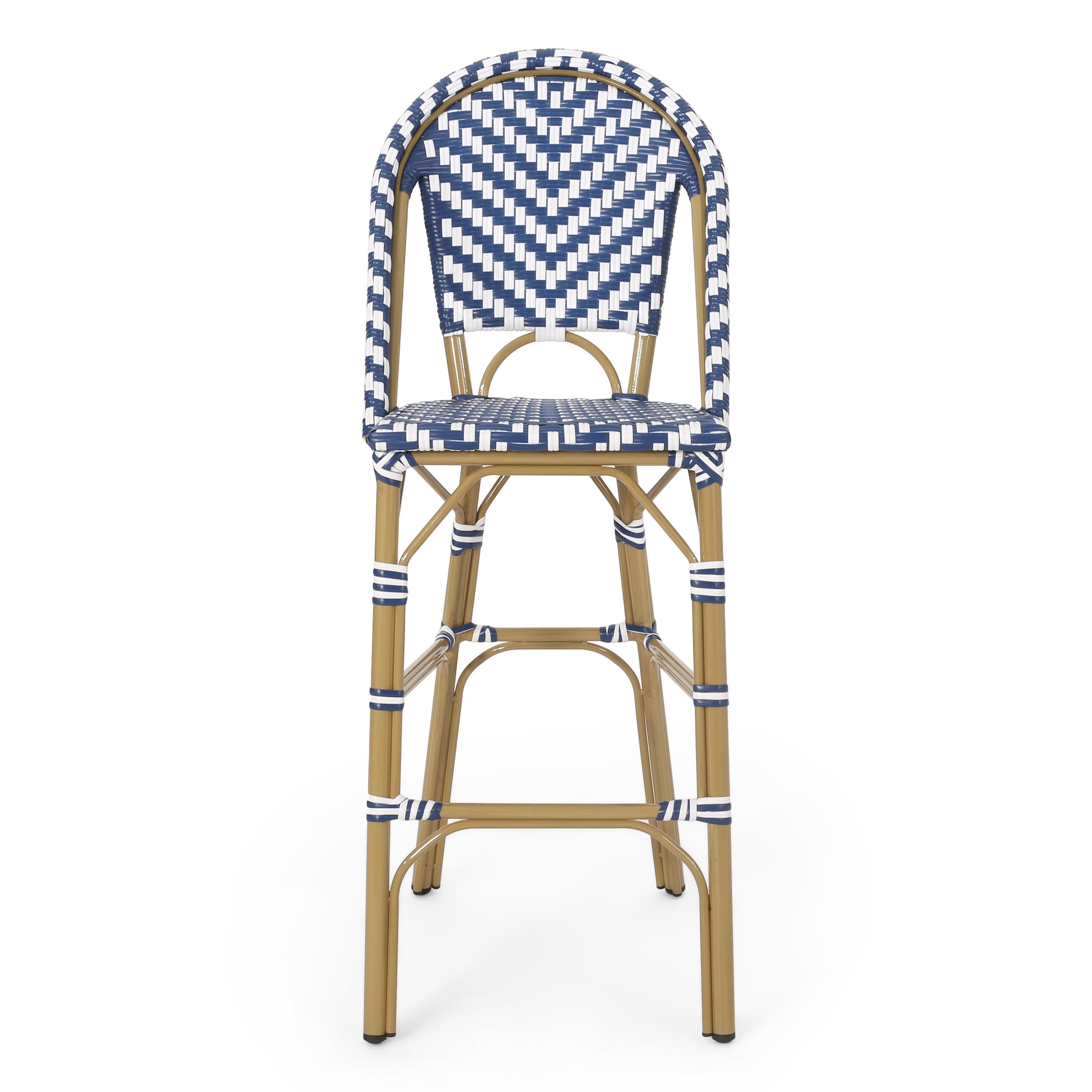 29.5" Outdoor PE Rattan French Barstool
