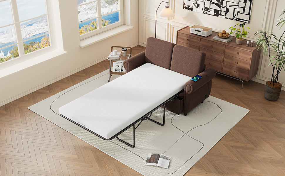 57.9" Orisfur Pull Out Sofa Bed Loveseat