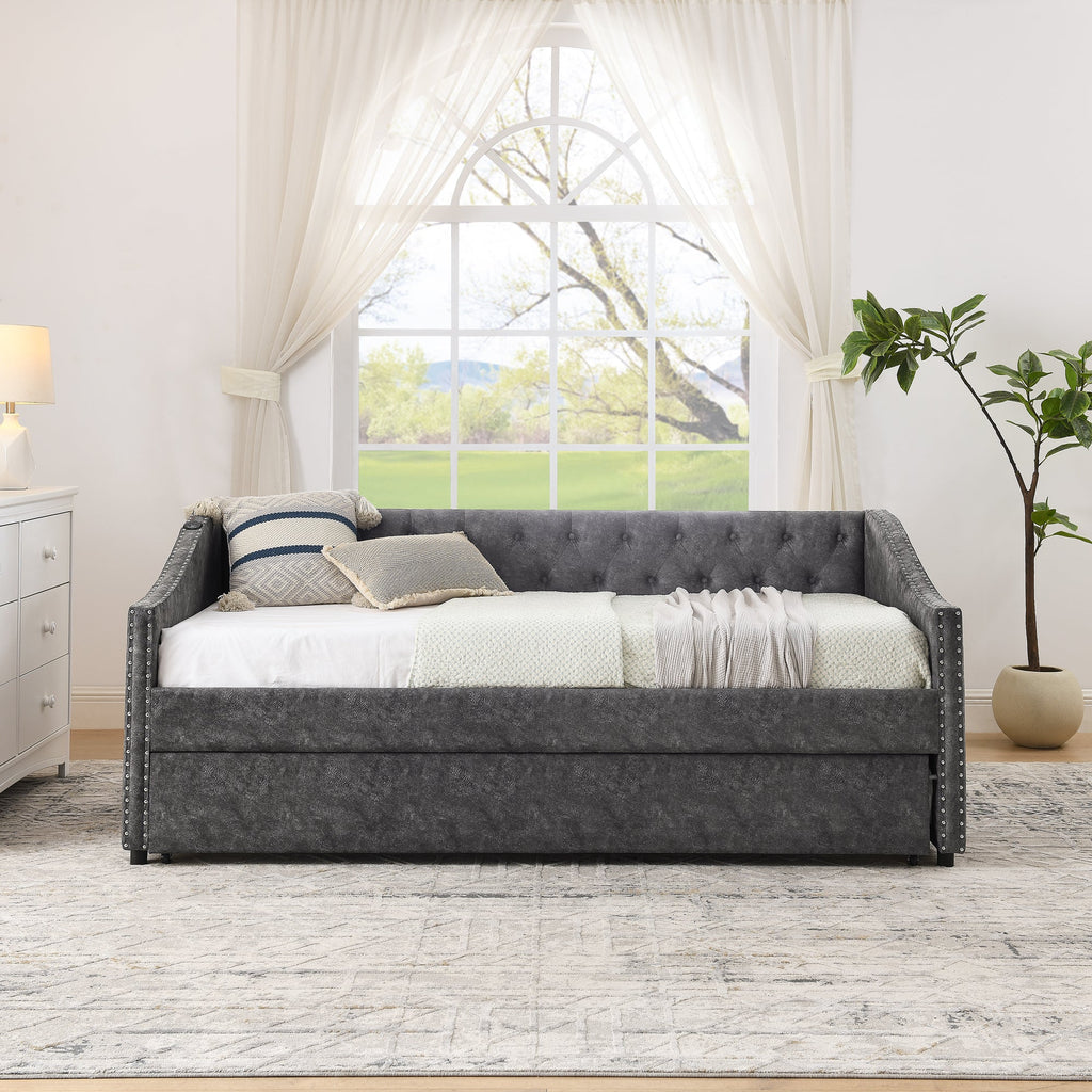 Twin Size Daybed with USB Charging & Pull-out Extendable Bed