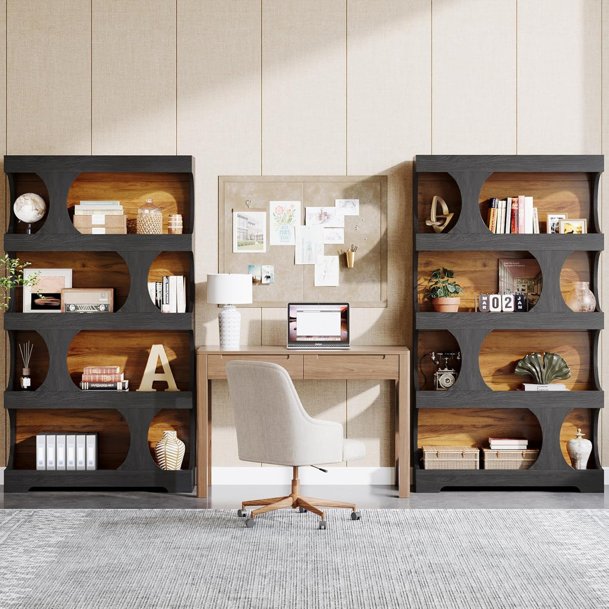 71.26" Tall 4-Tier S-Shaped Bookcase
