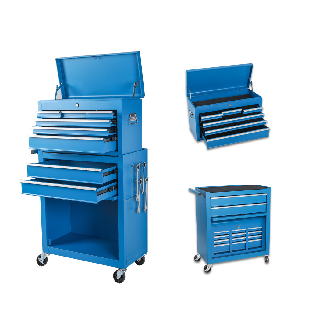 8-Drawer Rolling Tool Storage Cabinet with Detachable Top Toolbox