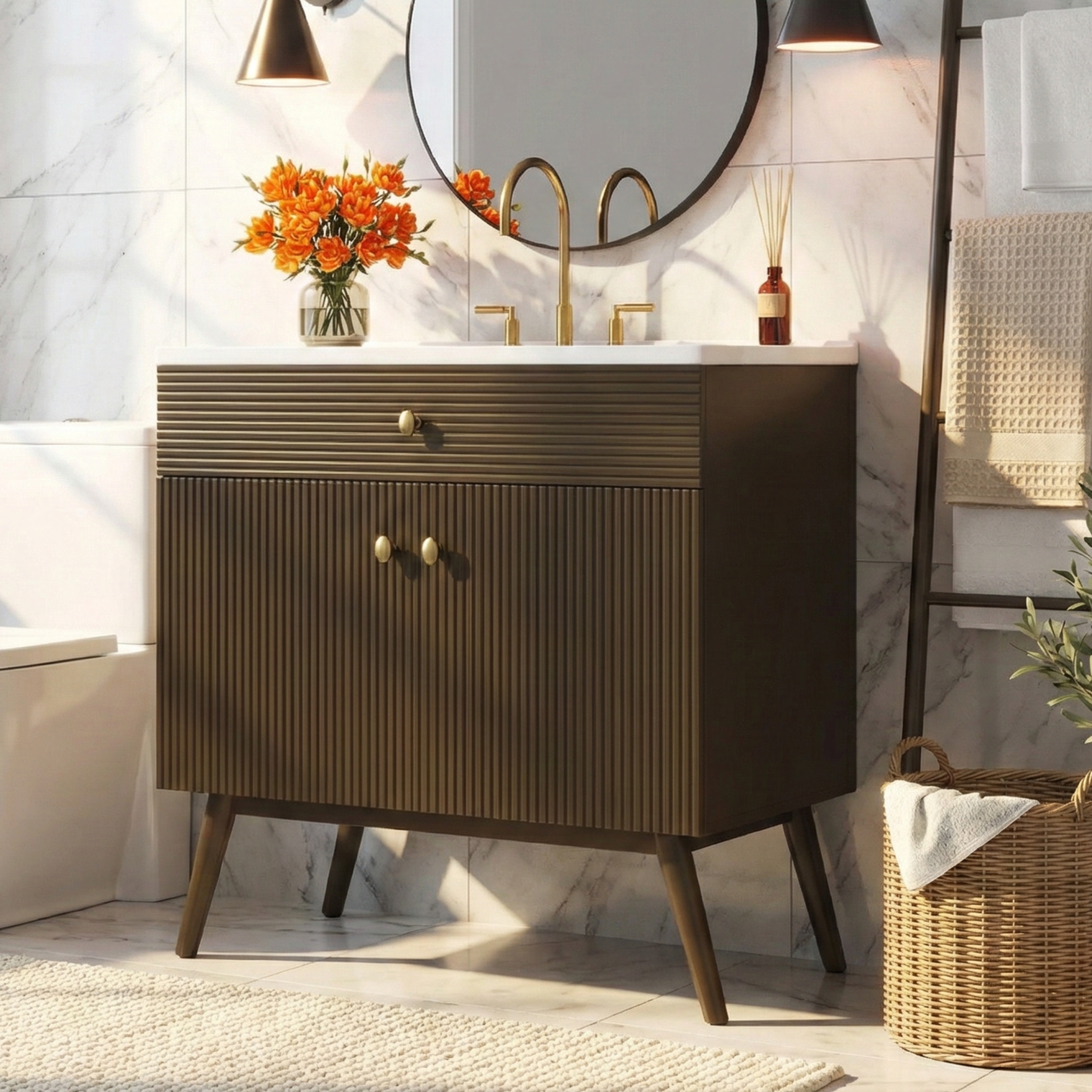 36" Luxury Striped Bathroom Vanity