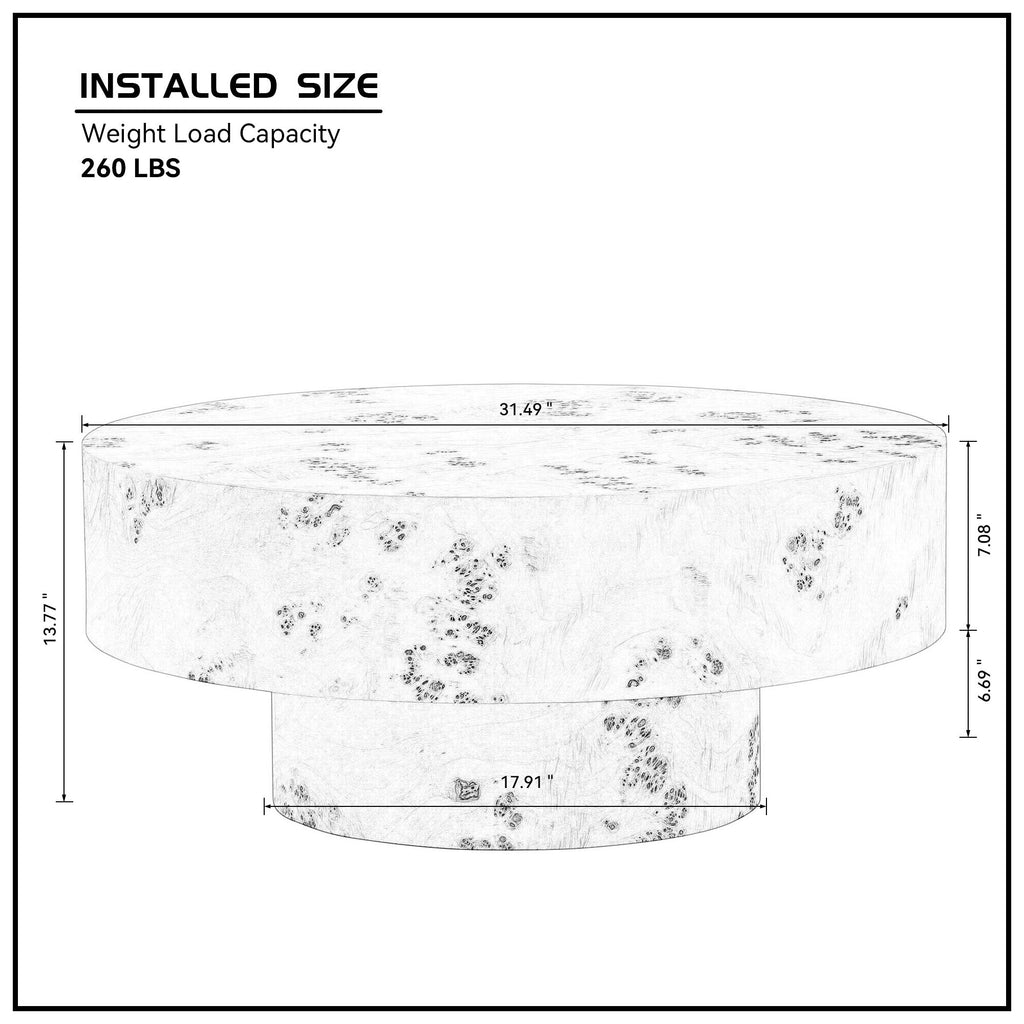 Burl Wood Veneer Coffee Table - 31.49'' Essentials