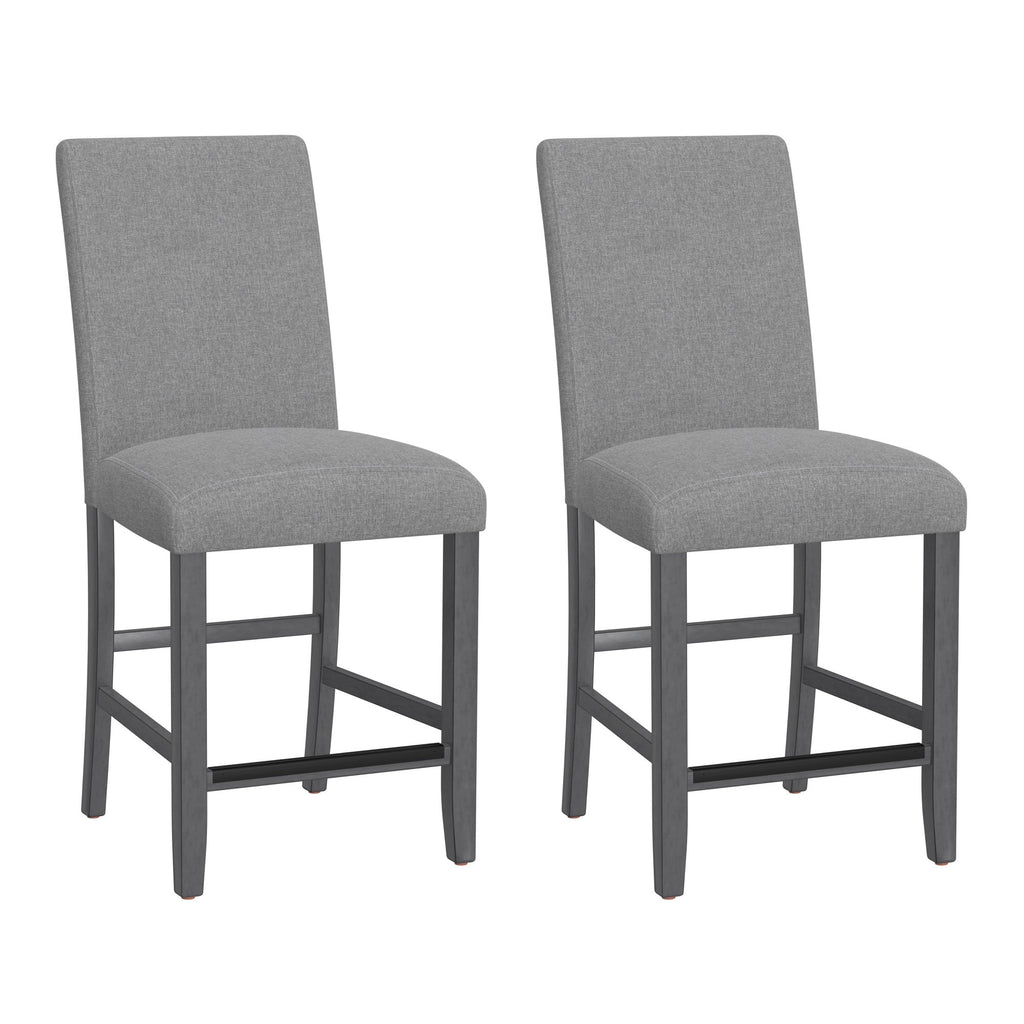 Gray Upholstered Barstools, Set of 2