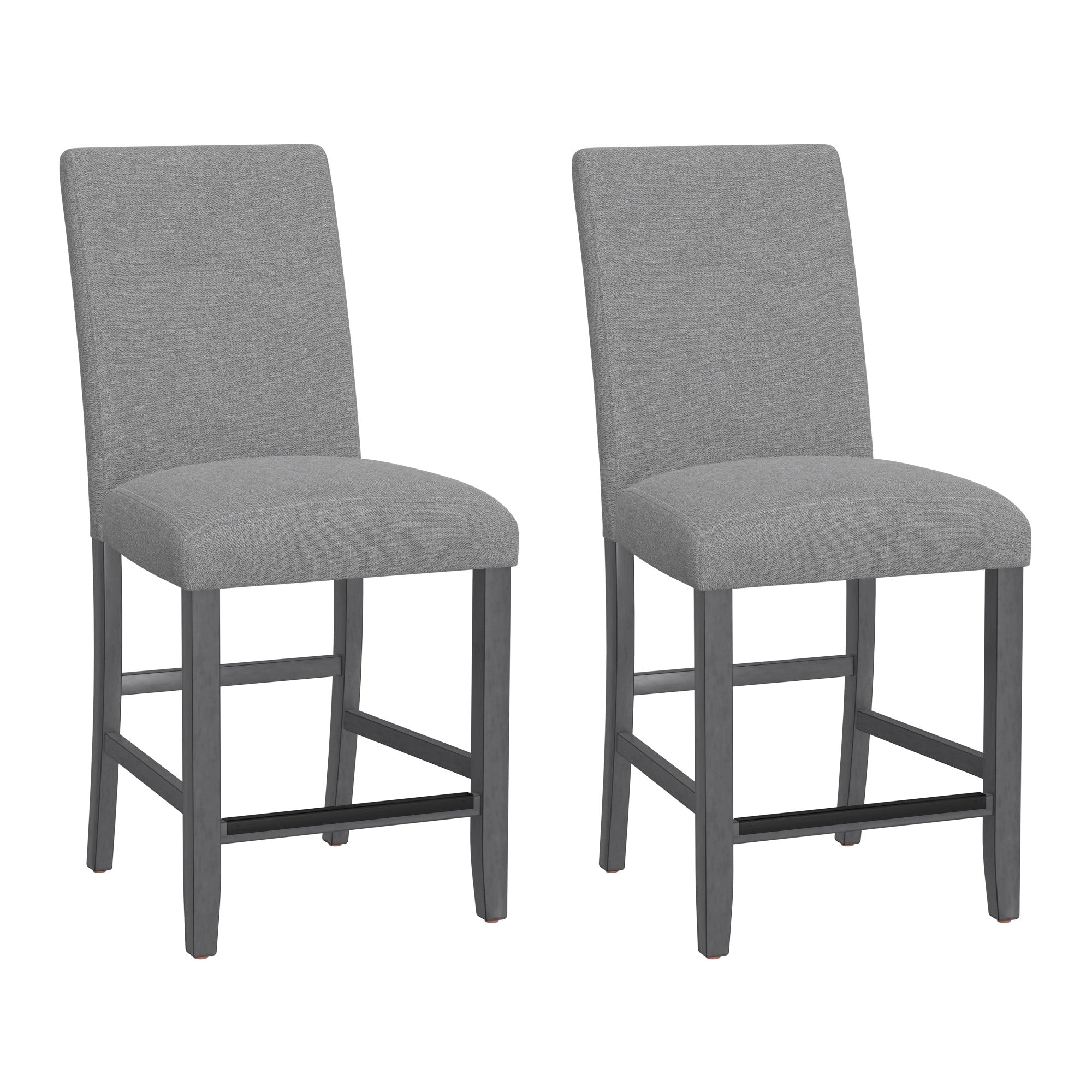 Gray Upholstered Barstools, Set of 2