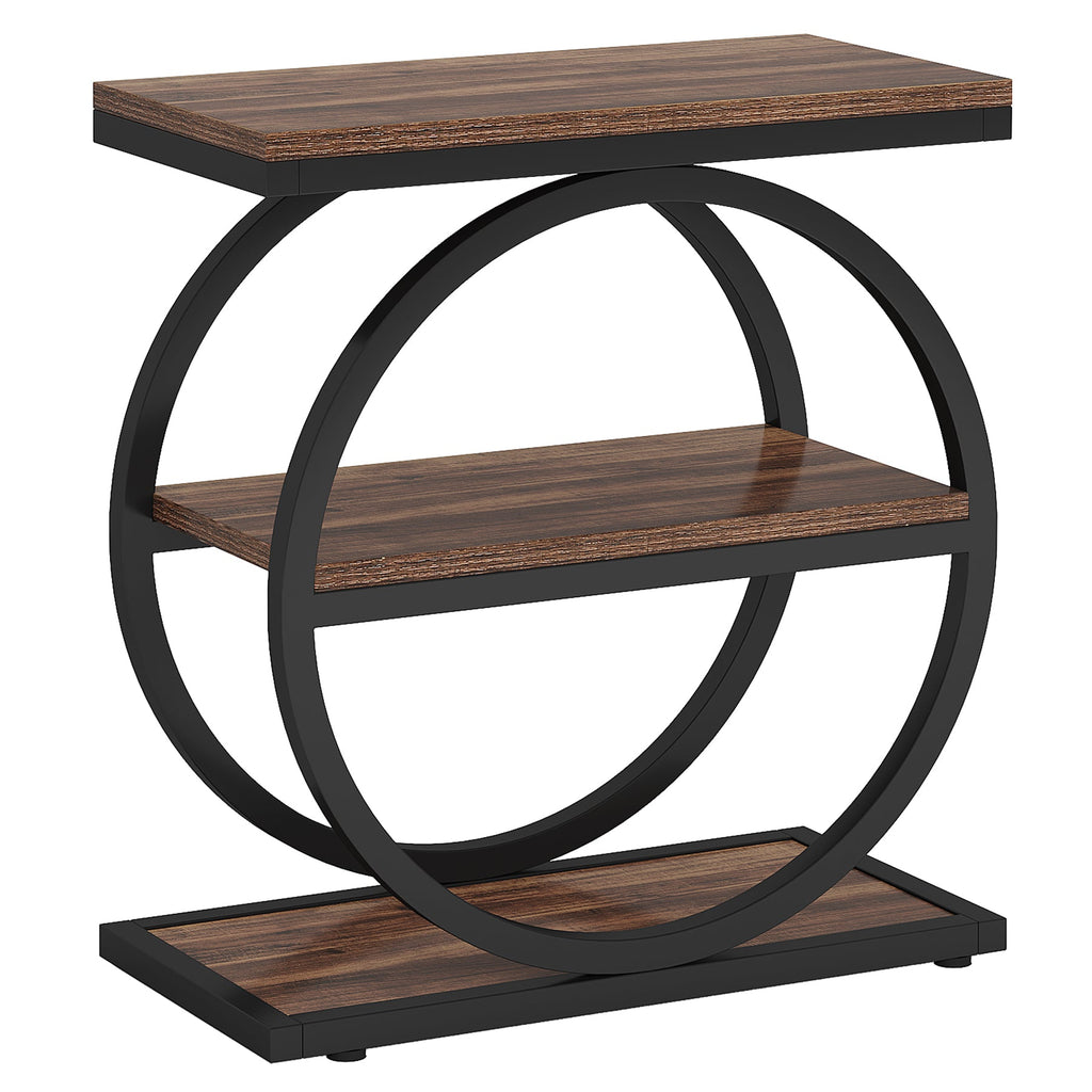 Industrial Narrow End Table with 3 Shelves