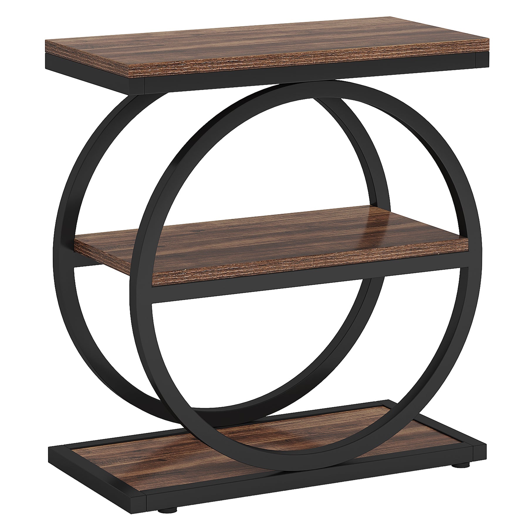 Industrial Narrow End Table with 3 Shelves