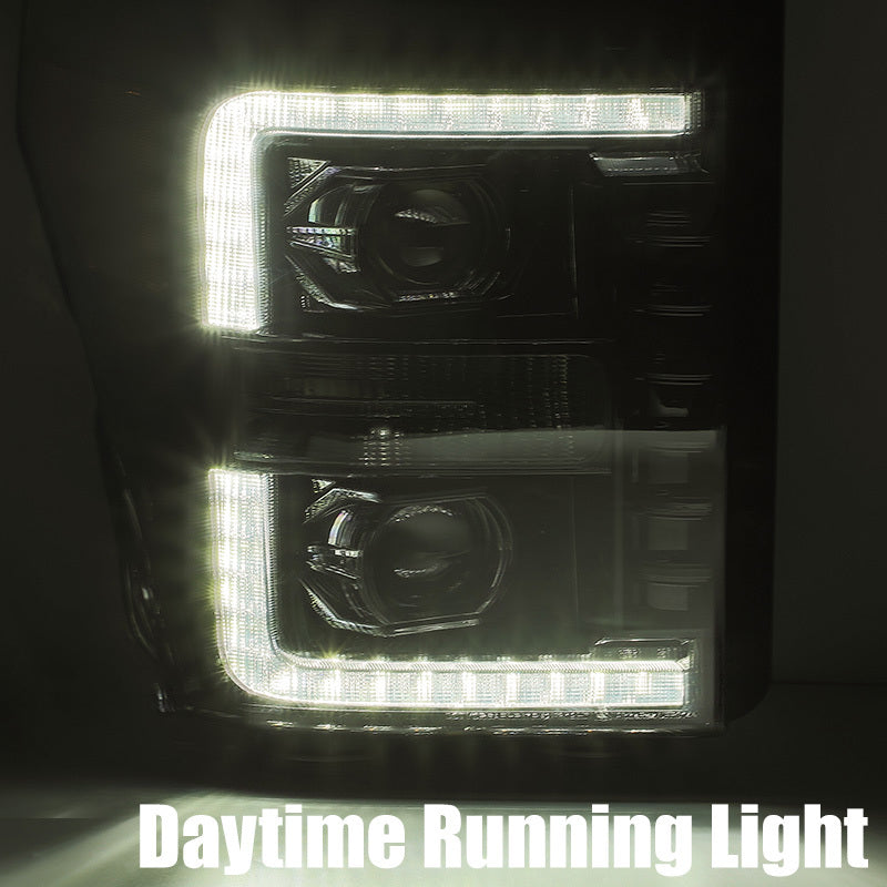 AlphaRex 11-16 Ford F-350 SD LUXX LED Proj Headlights Plank Style Black w/Activ Light/Seq Signal 880146 *Discontinued