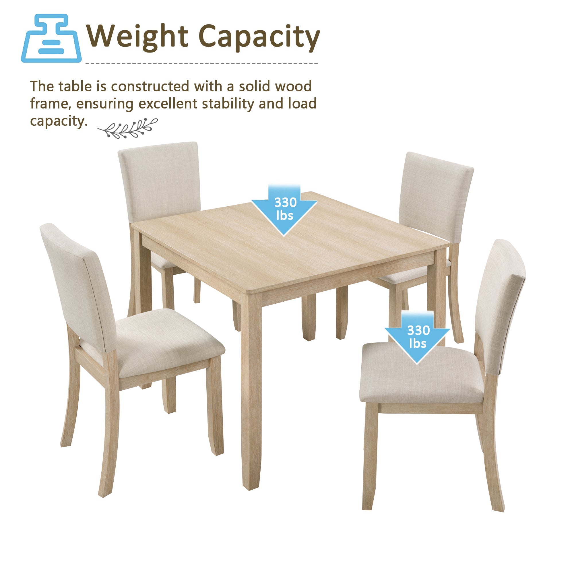 Modern 4 Person Dining Table Set with 4 Chairs