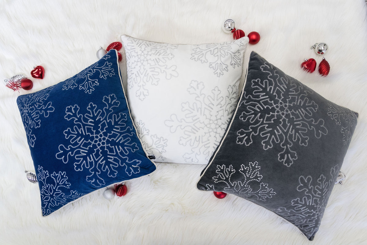 Gray Velvet Holiday Throw Pillow - 20x20