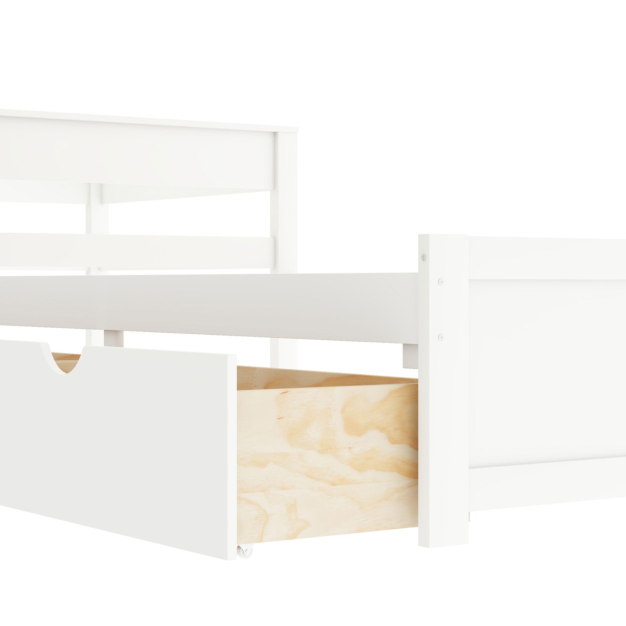 L-shaped Platform Bed with Trundle and Built-in Desk