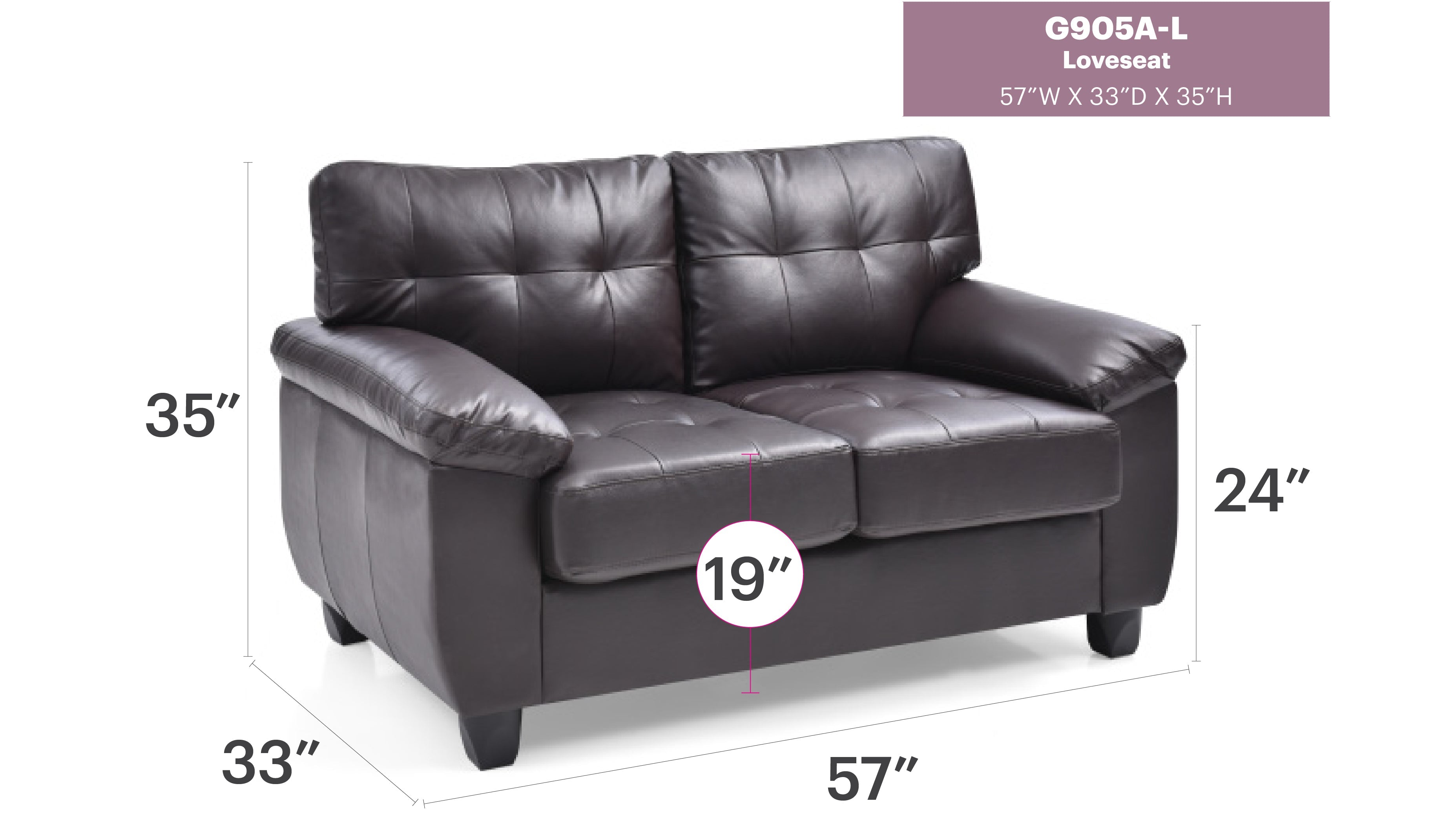 Gallant G905A-L Loveseat - Cappuccino