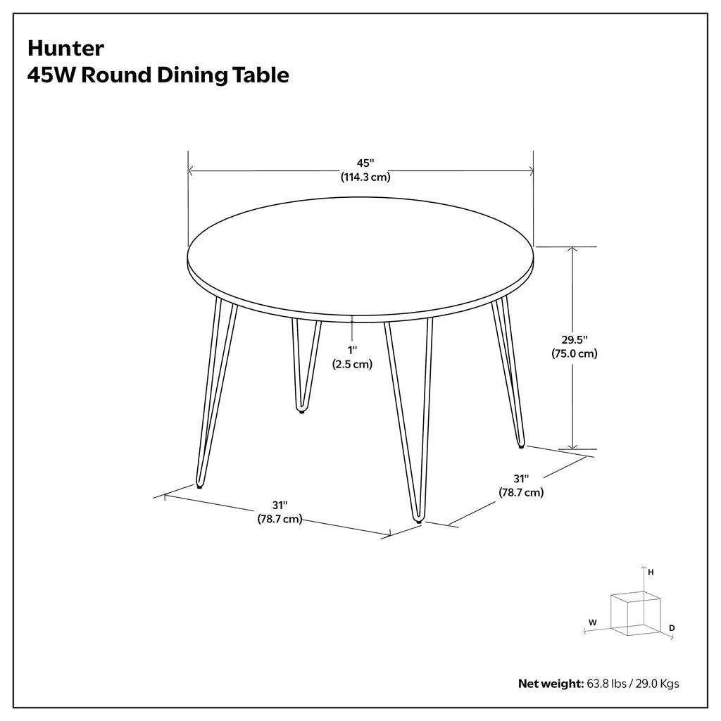 Hunter 45-Inch Round Dining Table
