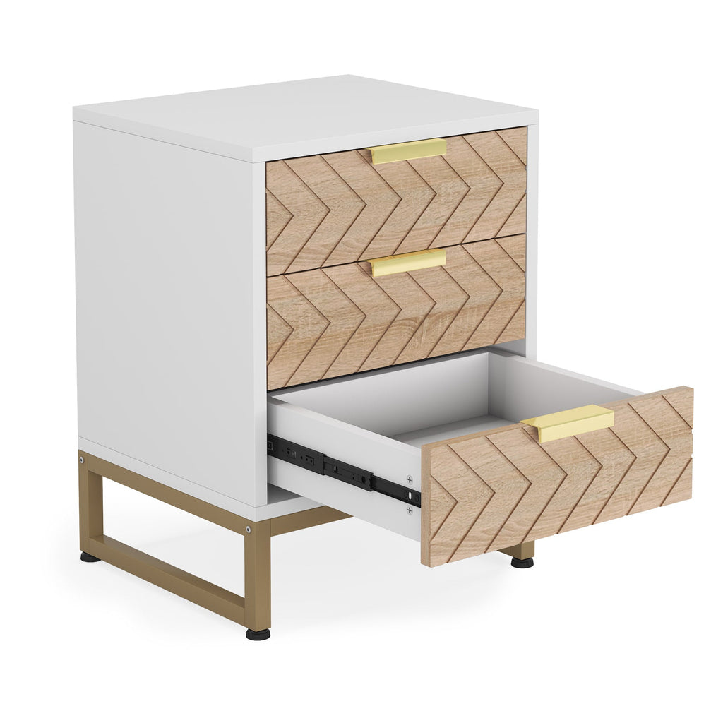 Set of 2 Modern Nightstands with 3 Drawers