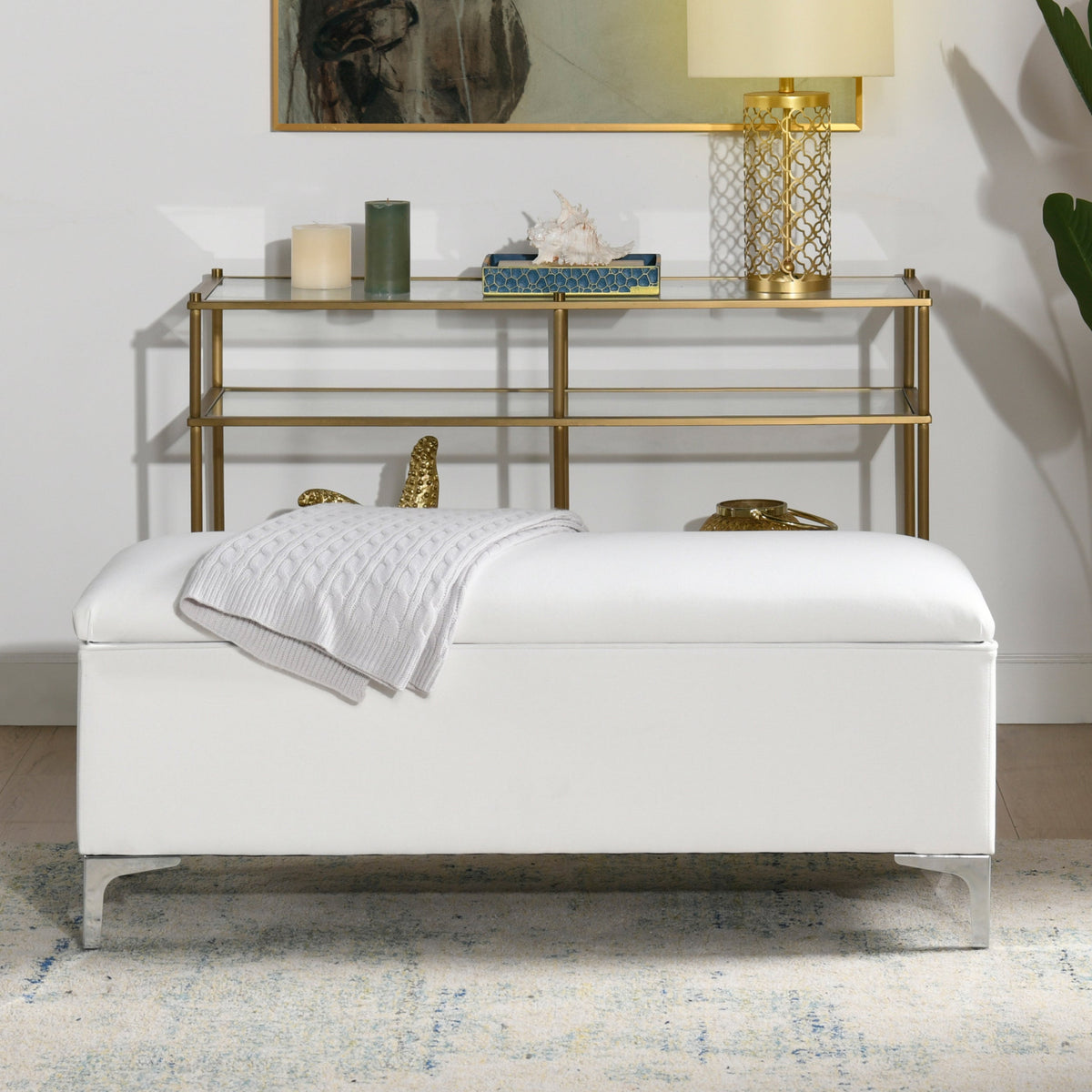 Madelyn 49" Modern Storage Bench, Bright