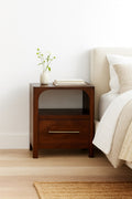 Solid Wood Arched Edge 1 Drawer Bedside Table