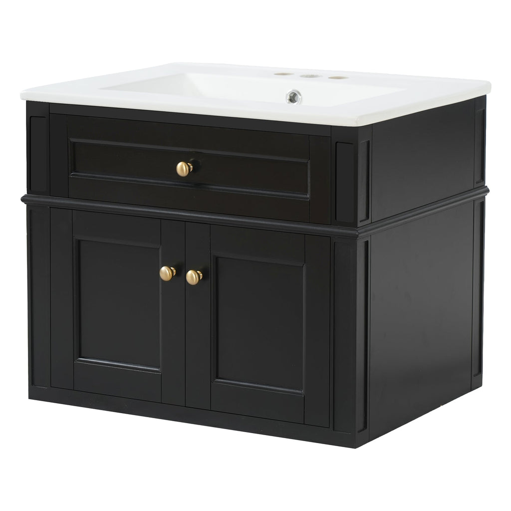24" Wall Mounted Modern Bathroom Vanity with Soft-Close Hinges