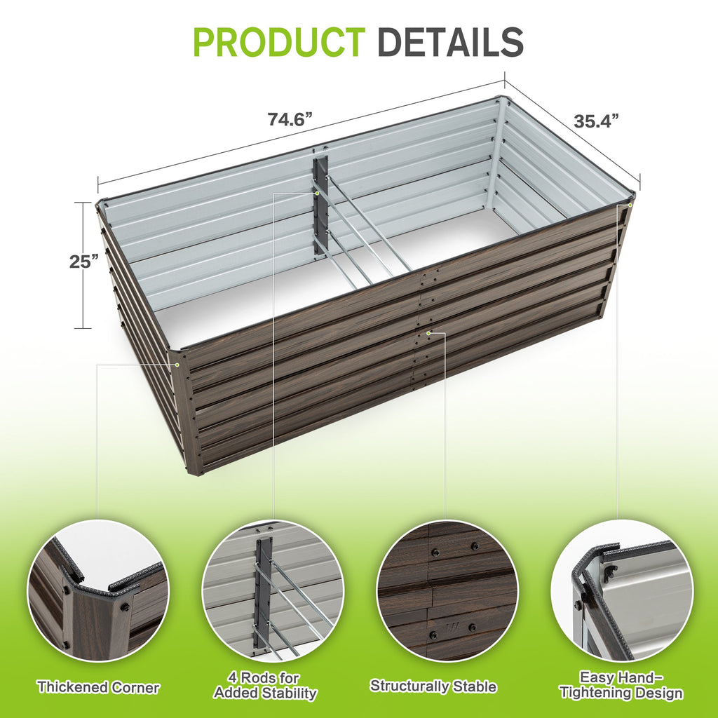 Metal Elevated Planter Box – 74.6"x35.4"x25"