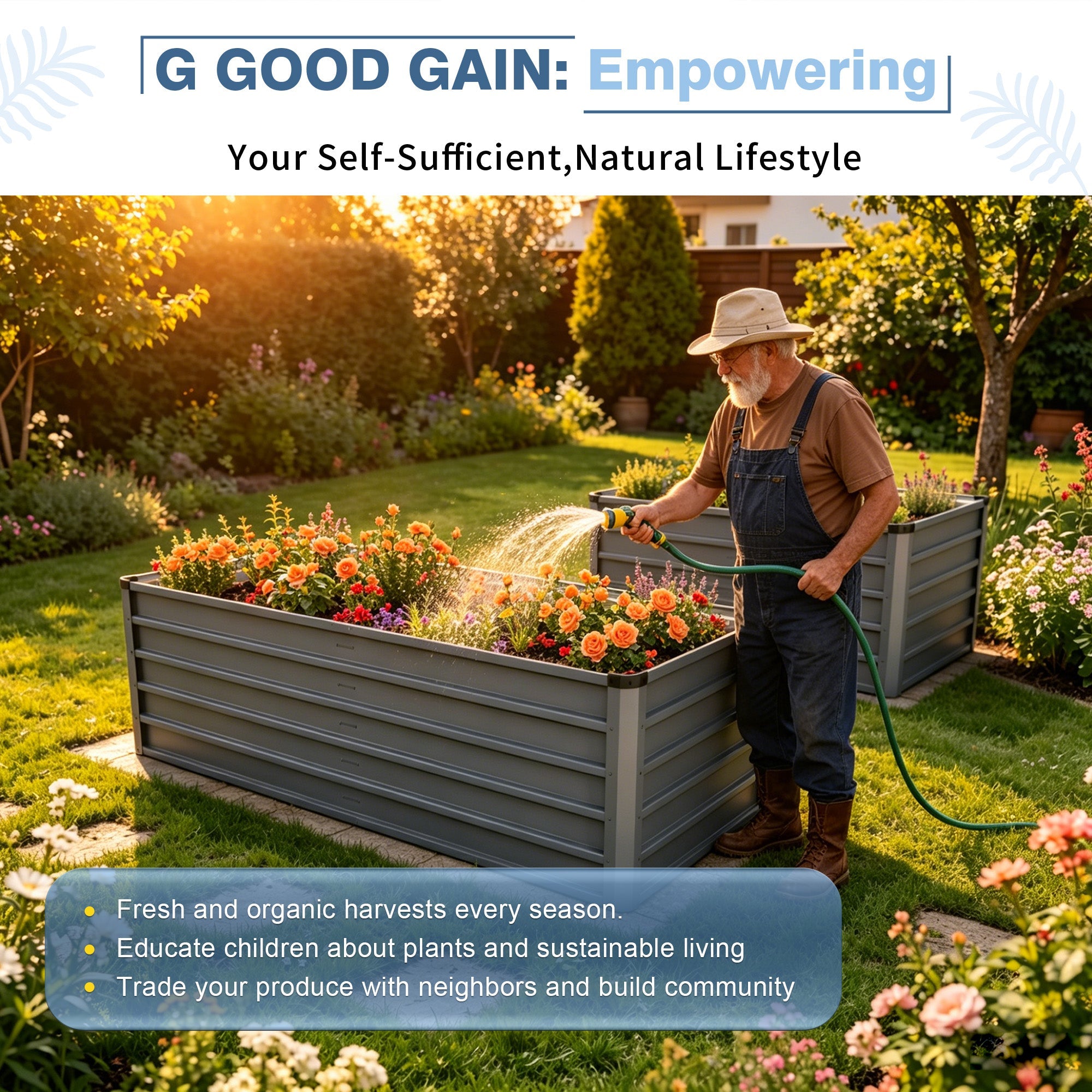 6x3x2ft 2-Piece Large Raised Garden Bed Kit
