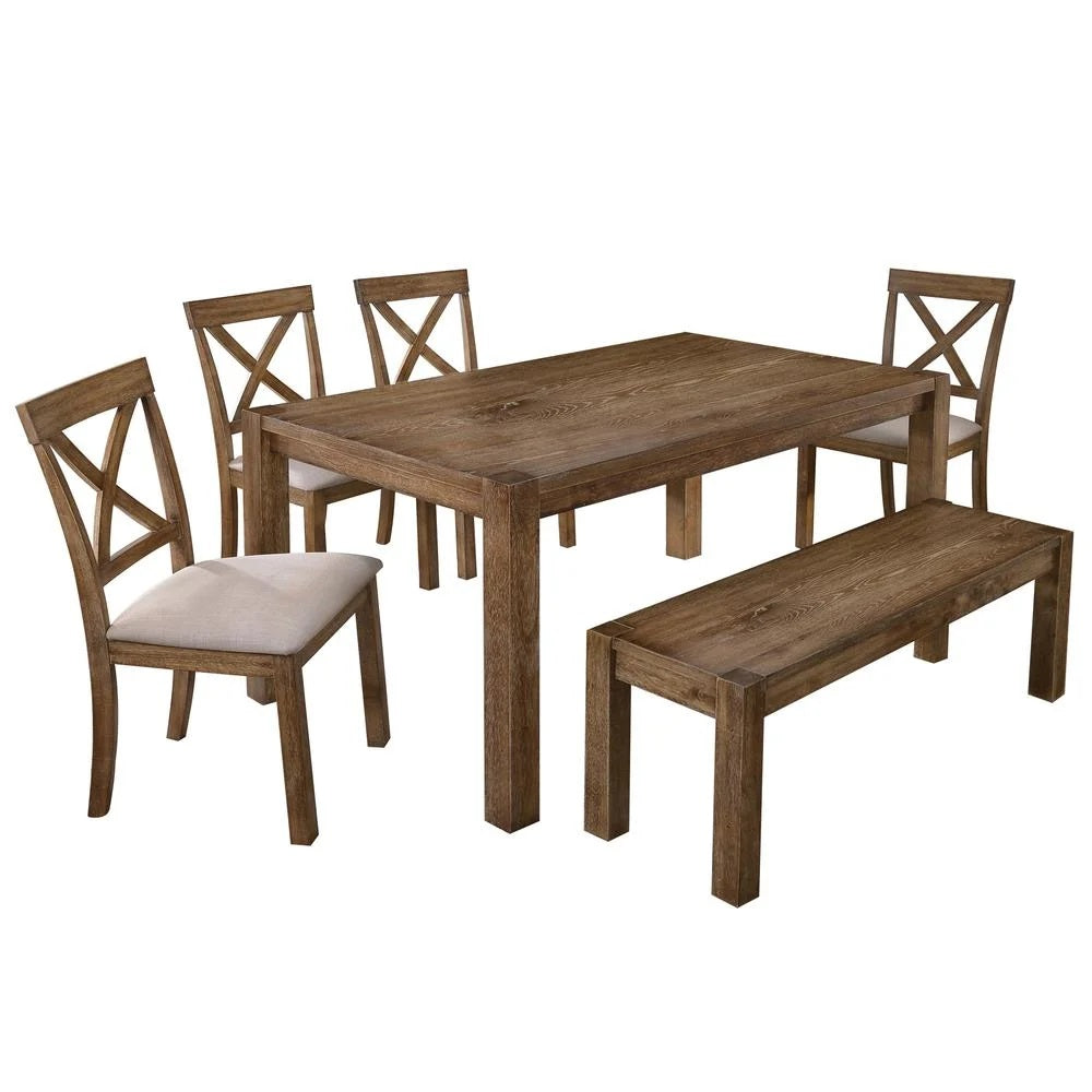 Transitional 6 Pieces Driftwood Dining Set