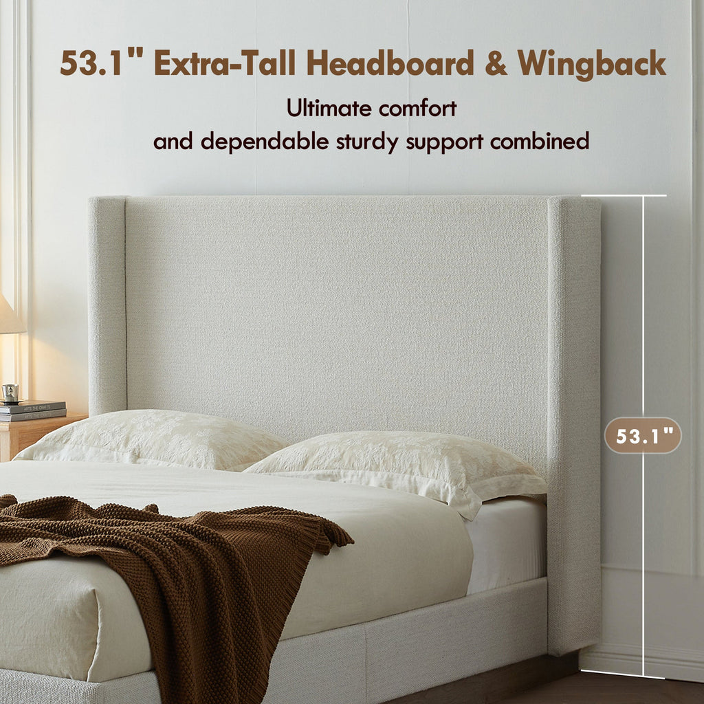 Hosford Upholstered Wingback Bed - Queen Size