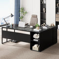 71" L-Shaped Executive Desk with Storage Cabinet & Shelves