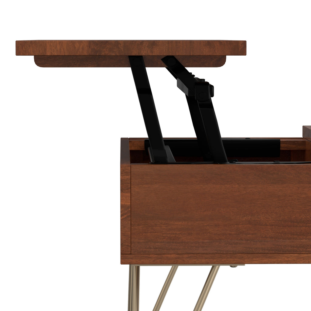 Hunter 36 Inch Wide Solid Mango Wood Small Lift Top Coffee Table in Umber