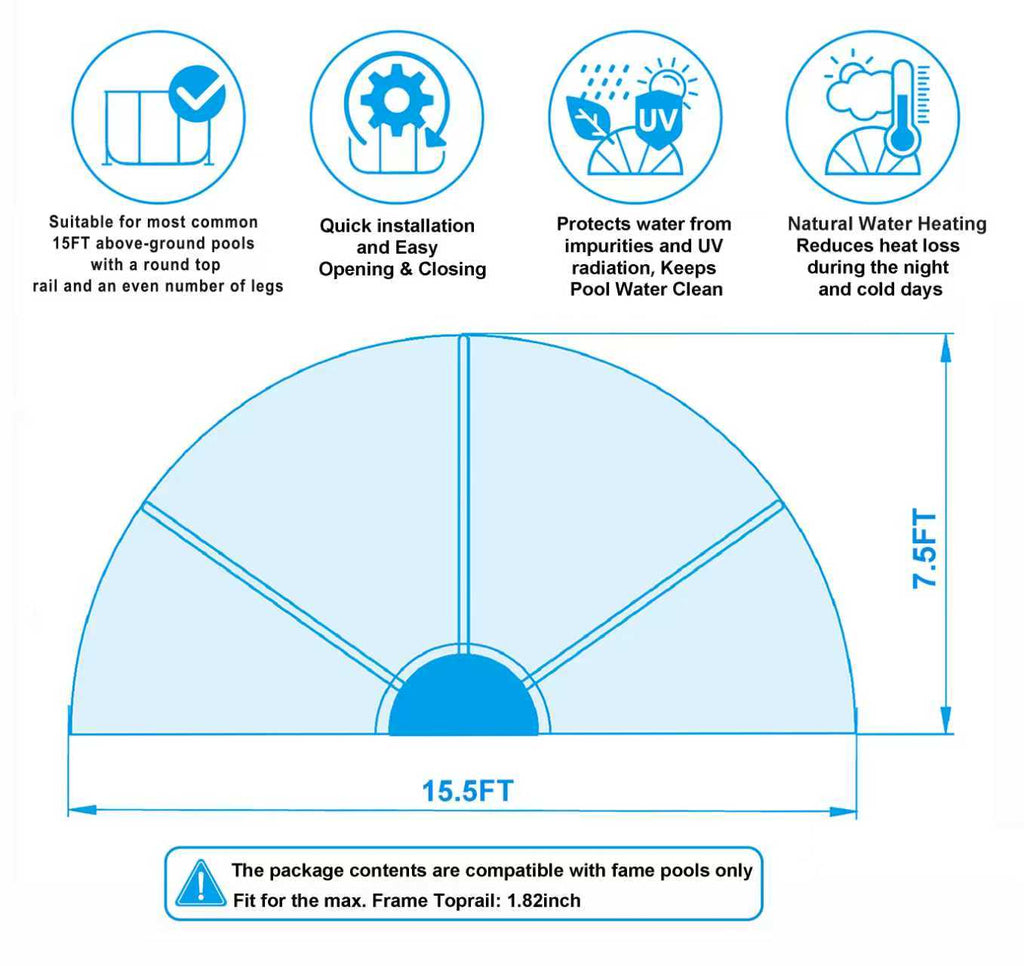 15 FT Round Multifunctional All Weather Cover Pool Dome Enclosure