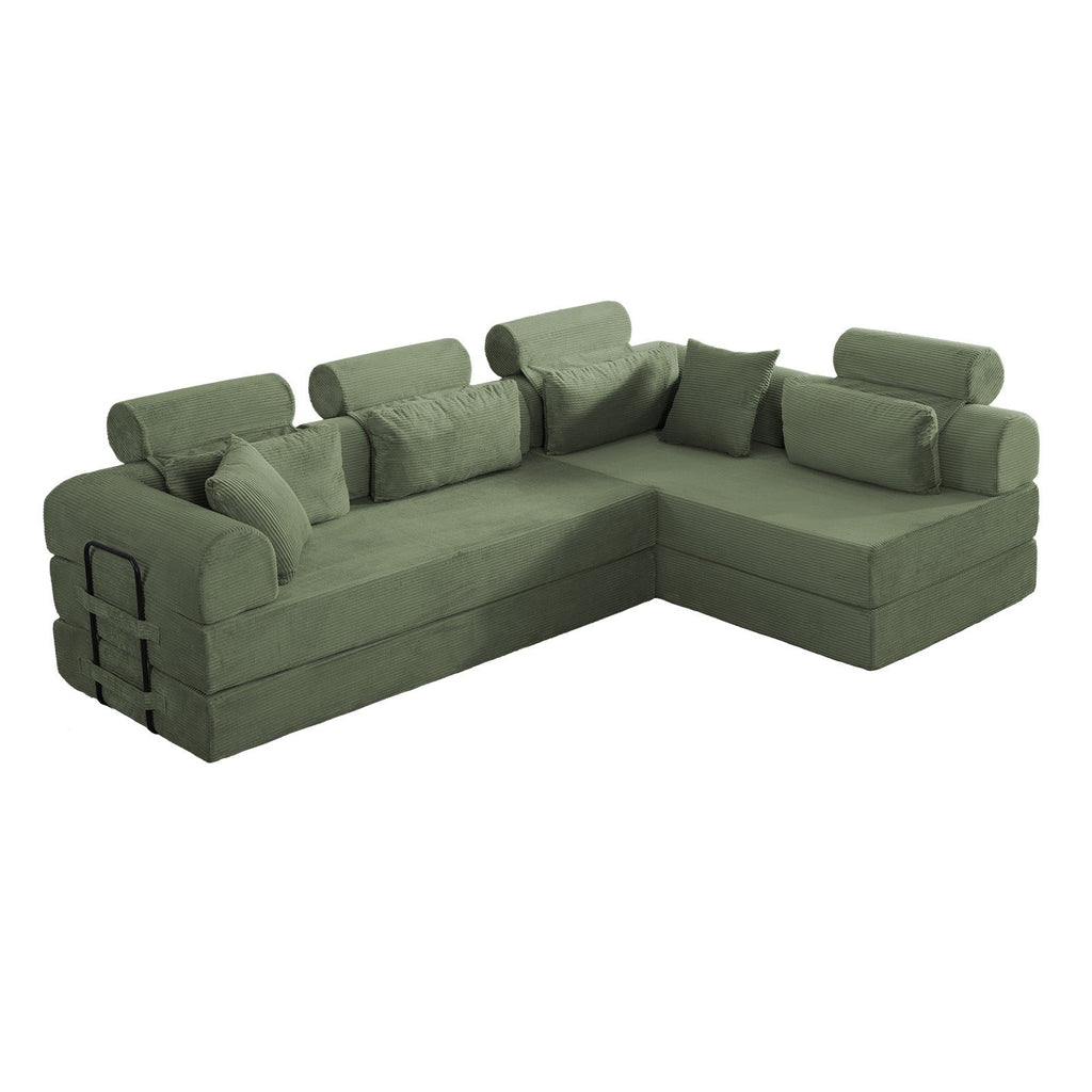 L Shape Modular Sectional Sofa, Grayish Green