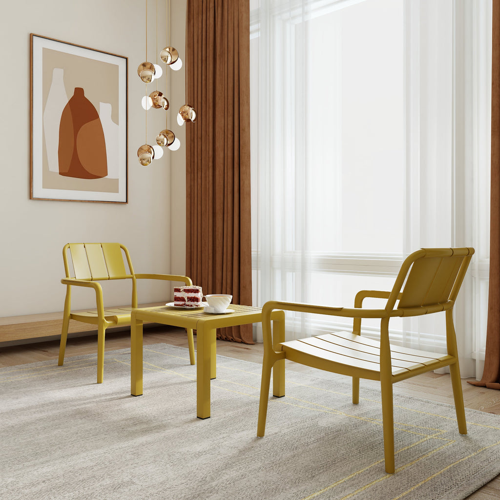 Summer 2-Piece PP Single-Seater Chairs + Coffee Table Set