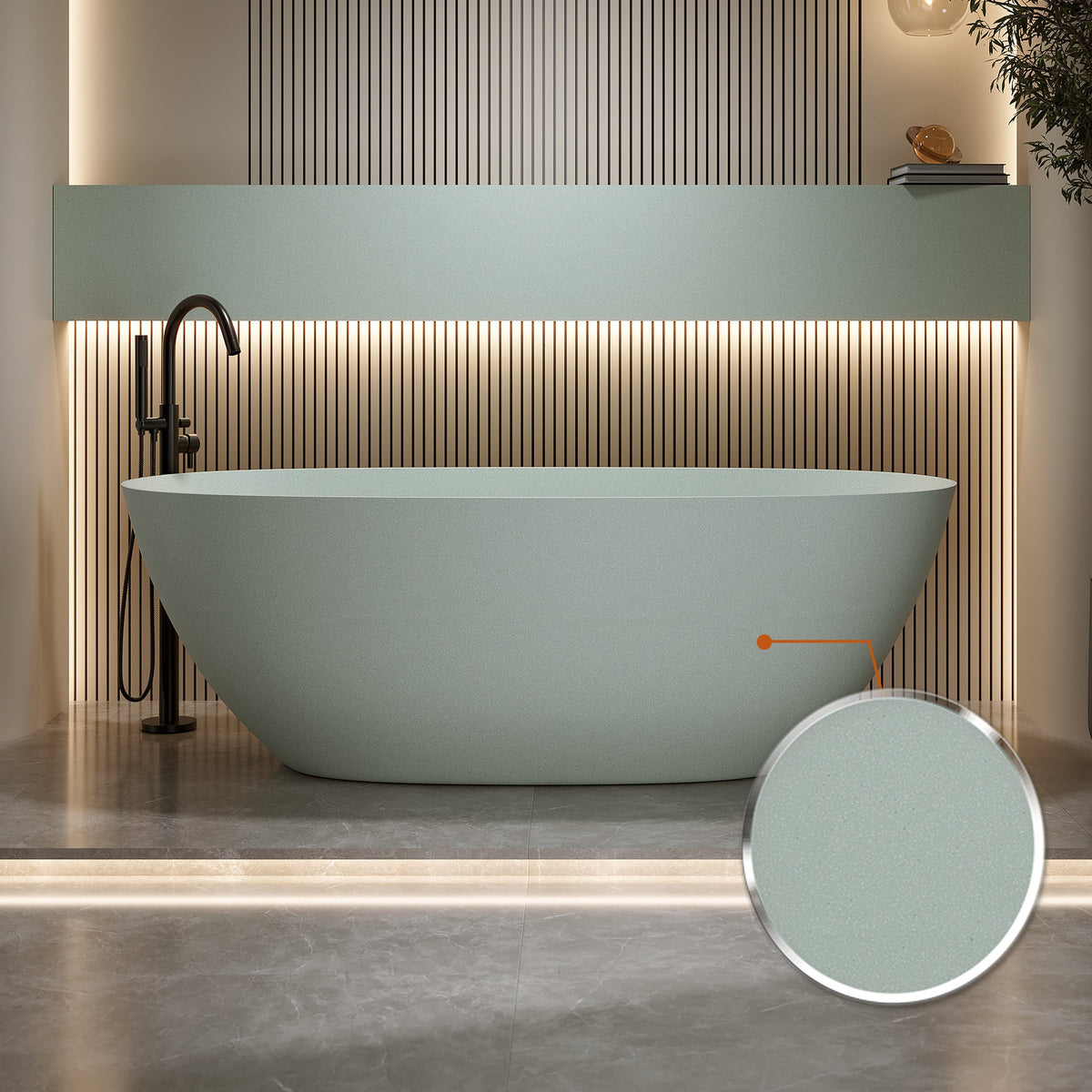 57'' Freestanding Bathtub Resin Stone Soaking Bathtub