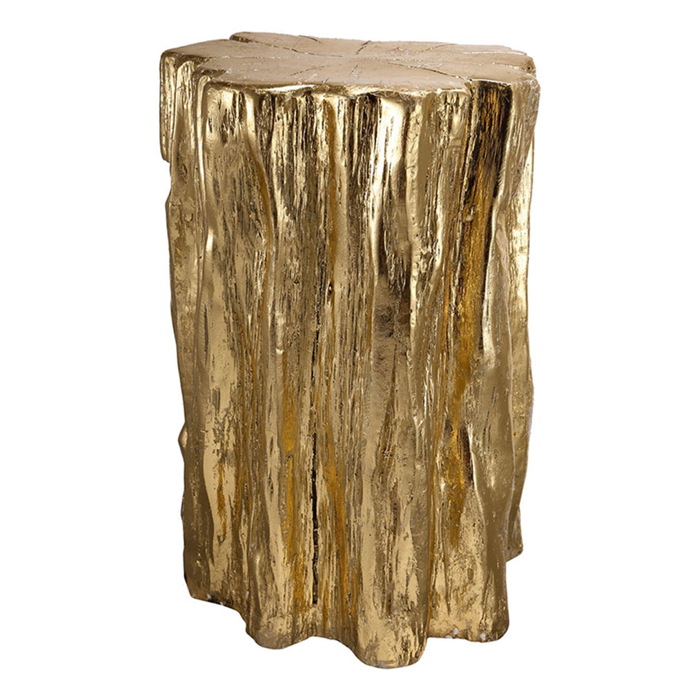 Unique Golden Tree Trunk Stool, Antique