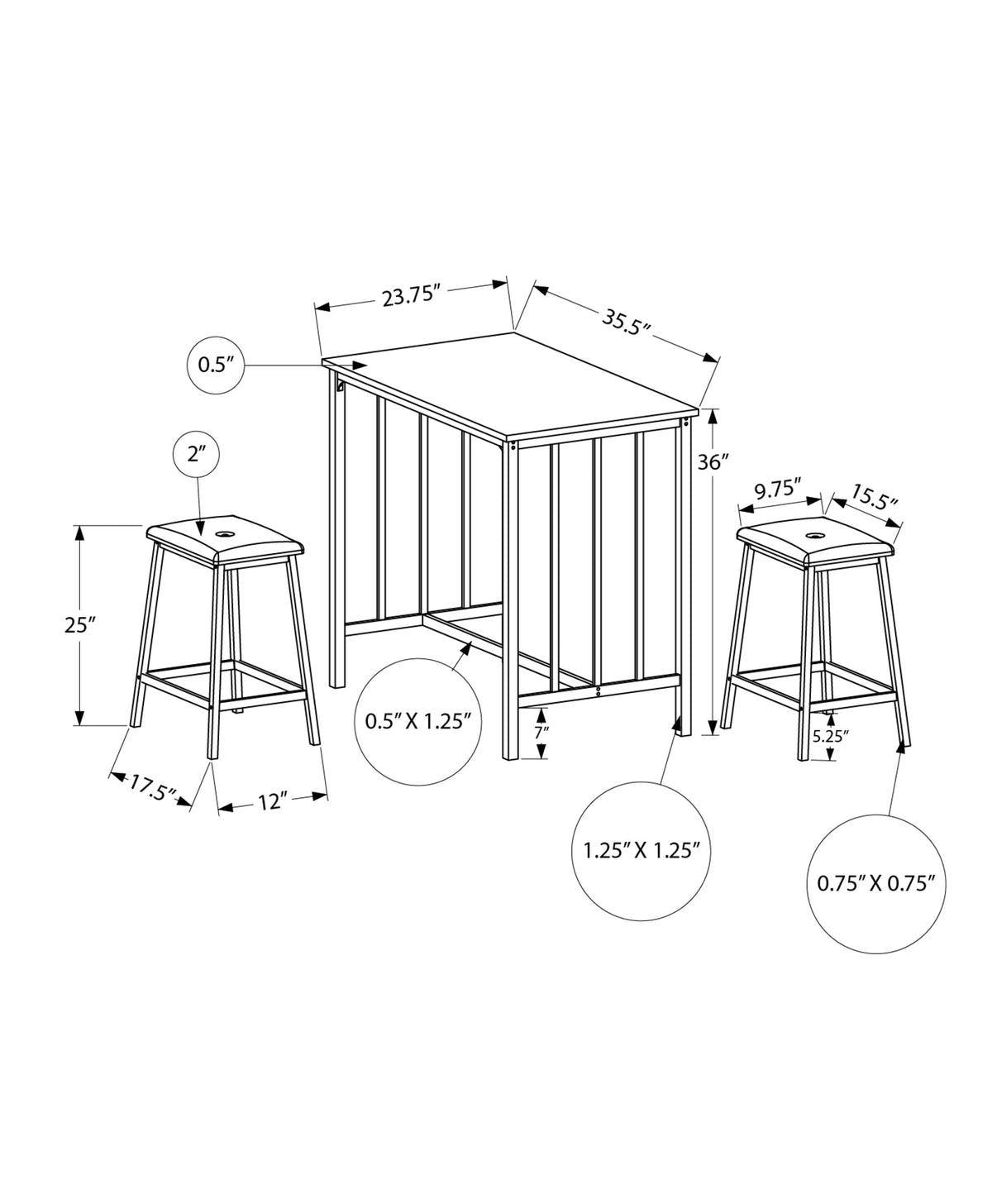 3-Piece Counter Height Dining Set