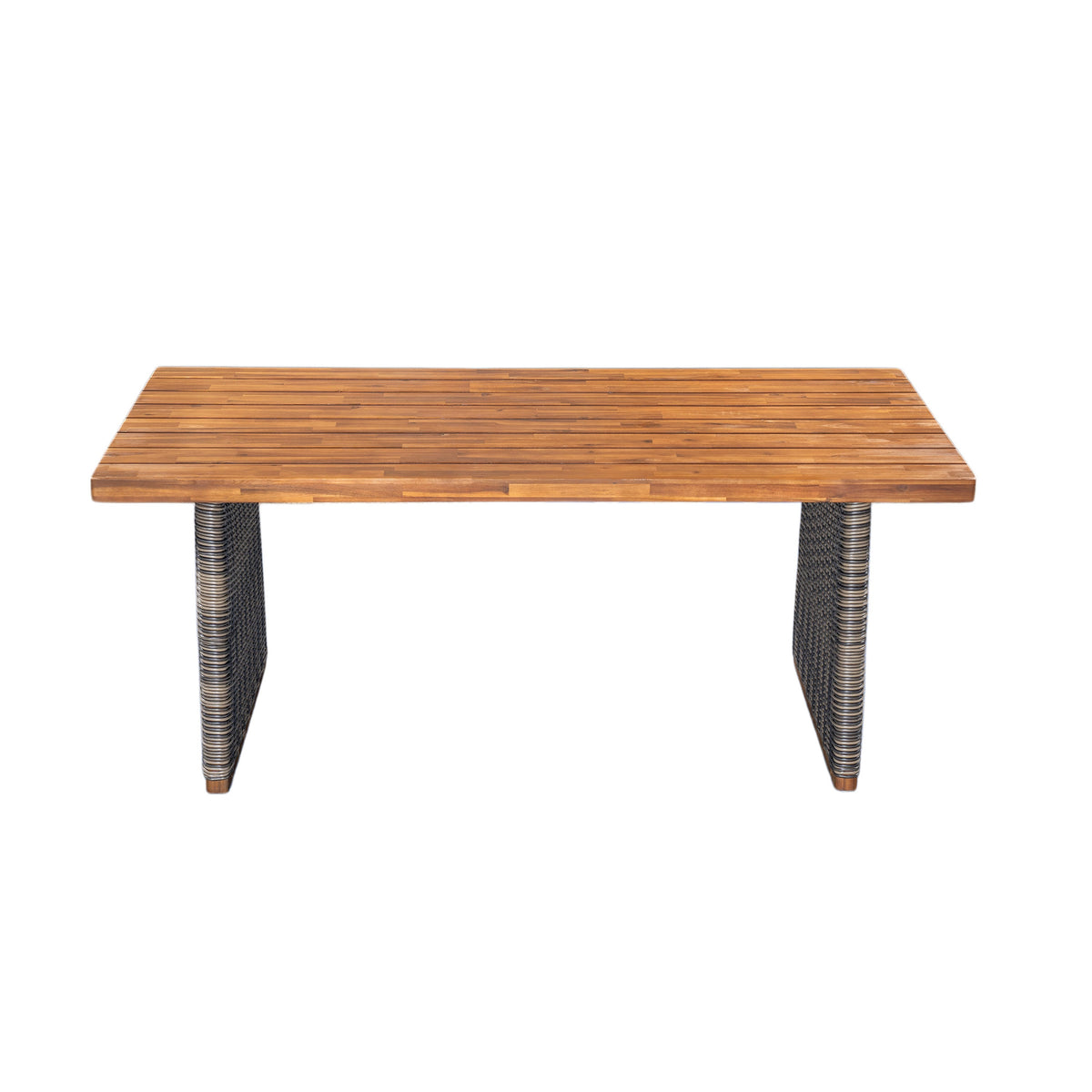 Outdoor Acacia Wood Dining Table Set With 1 Table And 1 Bench