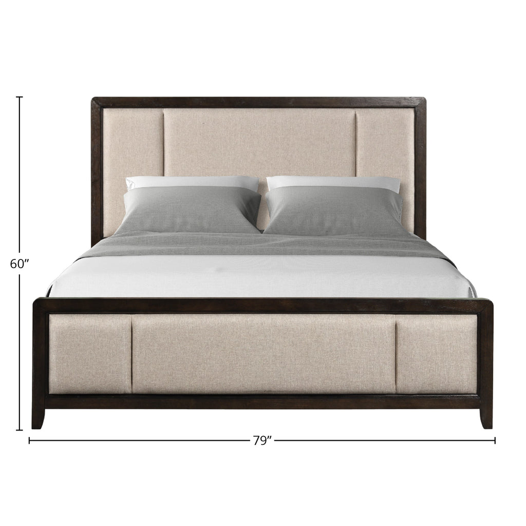 King Upholstered Headboard & Footboard Antique