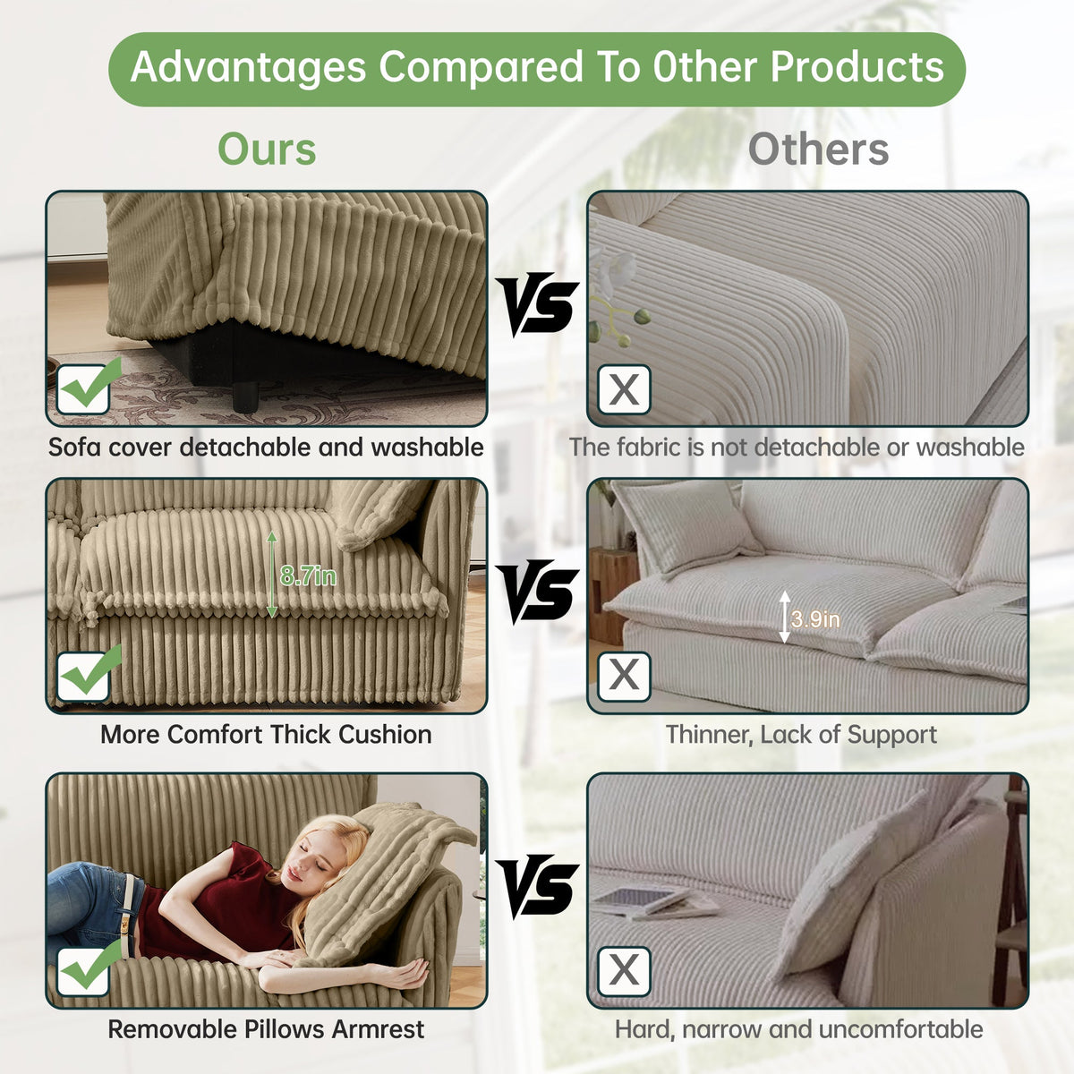 Slipcovered 3 Seater Sofa Couch