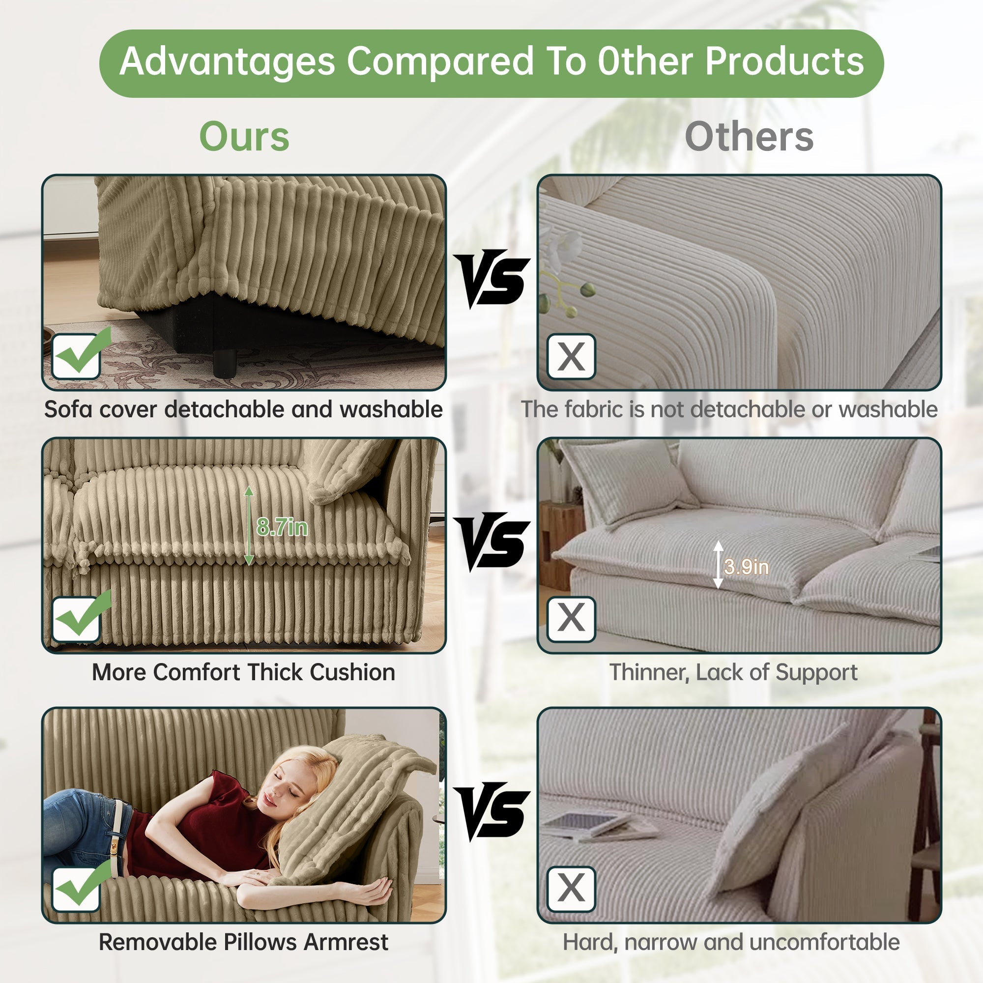 Slipcovered Long Sofa - 4 Seater