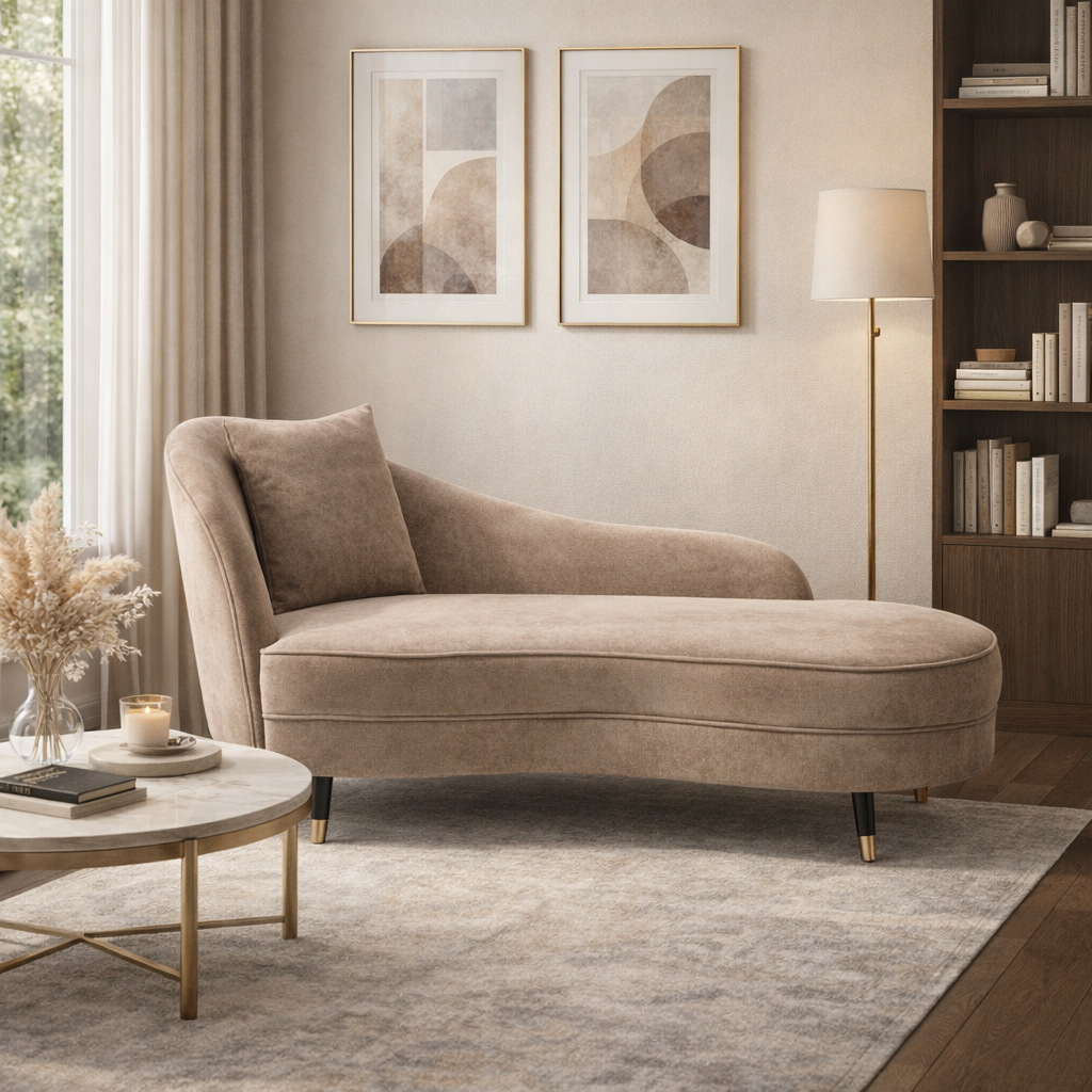 BellaLuxe Velvet Curved Chaise Lounge