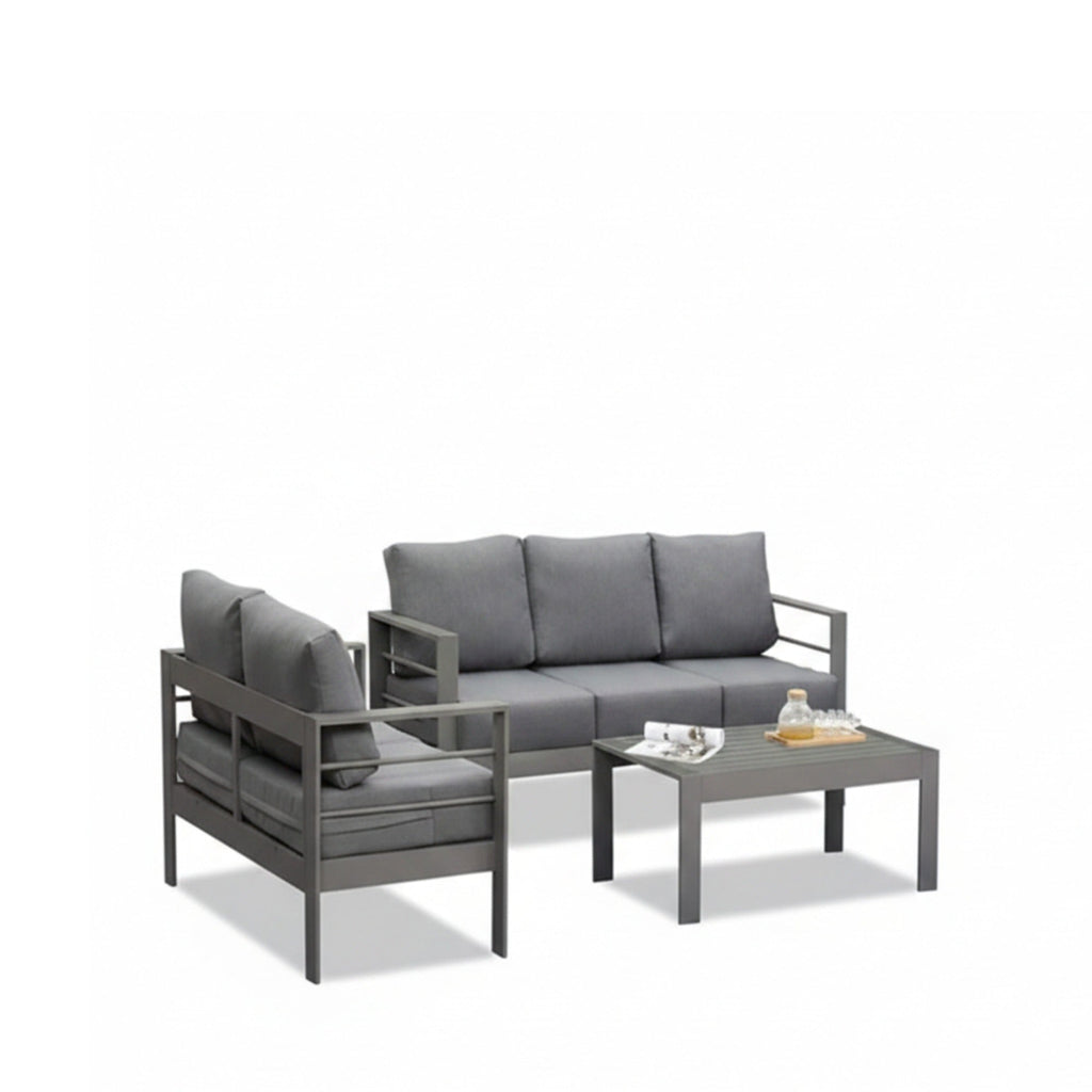 3-Piece Modern Aluminum Patio Conversation Set
