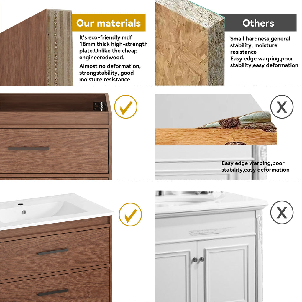 30" Reddish Brown Bathroom Vanity
