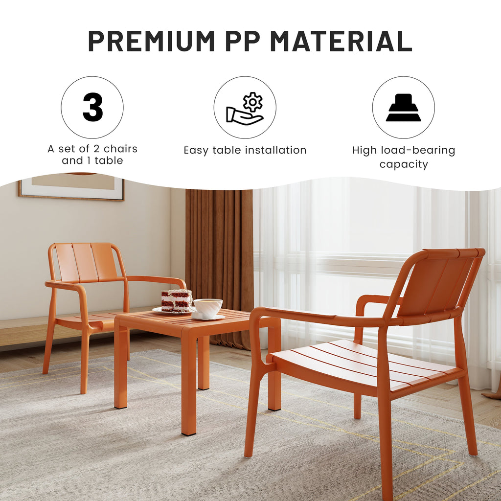 Summer 2-Piece PP Single-Seater Chairs + Coffee Table Set